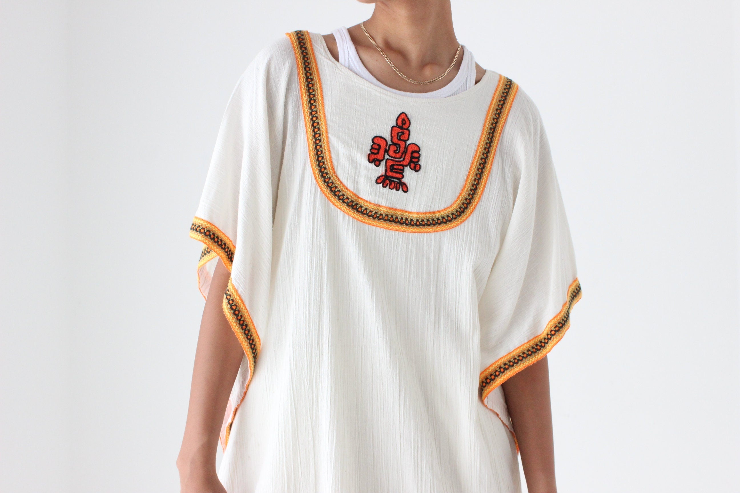 90s Thai Cotton Gauze Smock Top