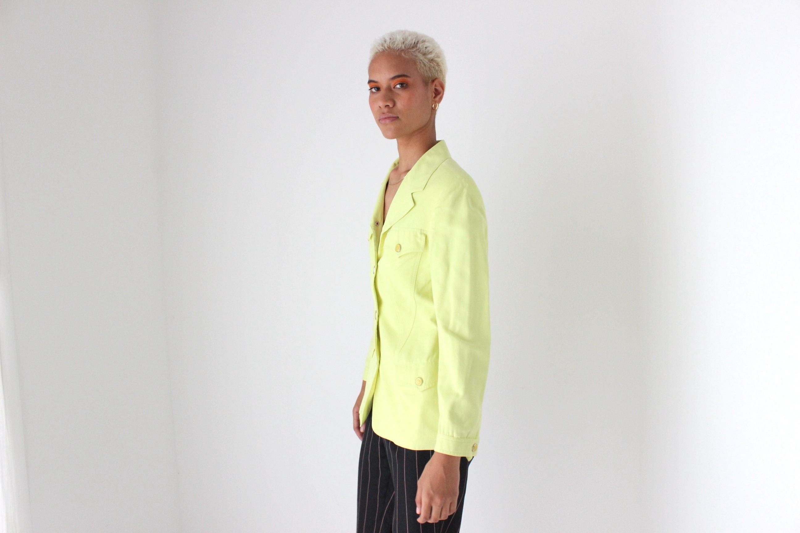 80s VERSACE Neon Lemon Power Blazer