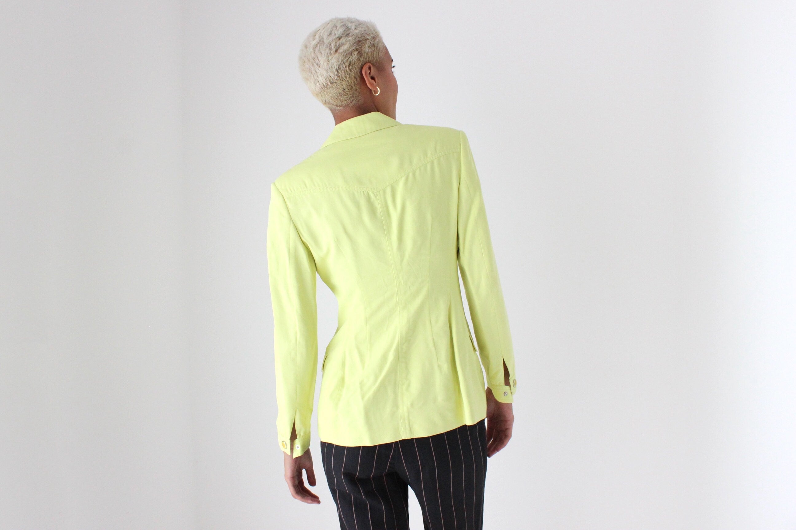 80s VERSACE Neon Lemon Power Blazer