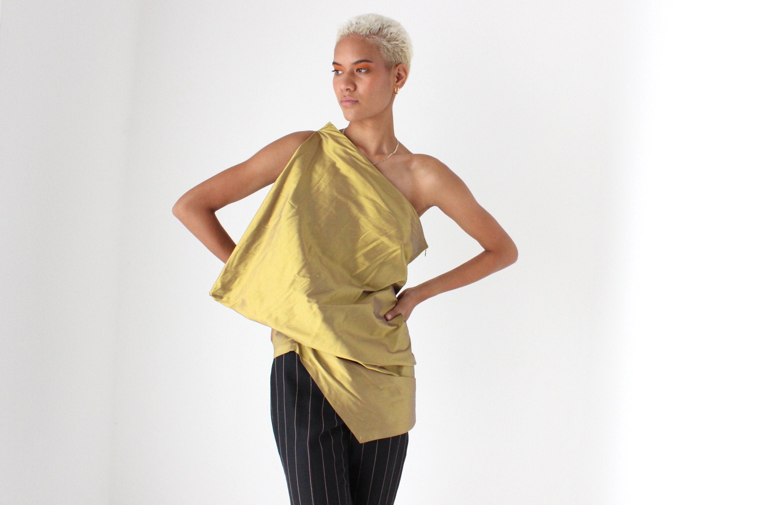 2000s Sculptural 3D Silk Top