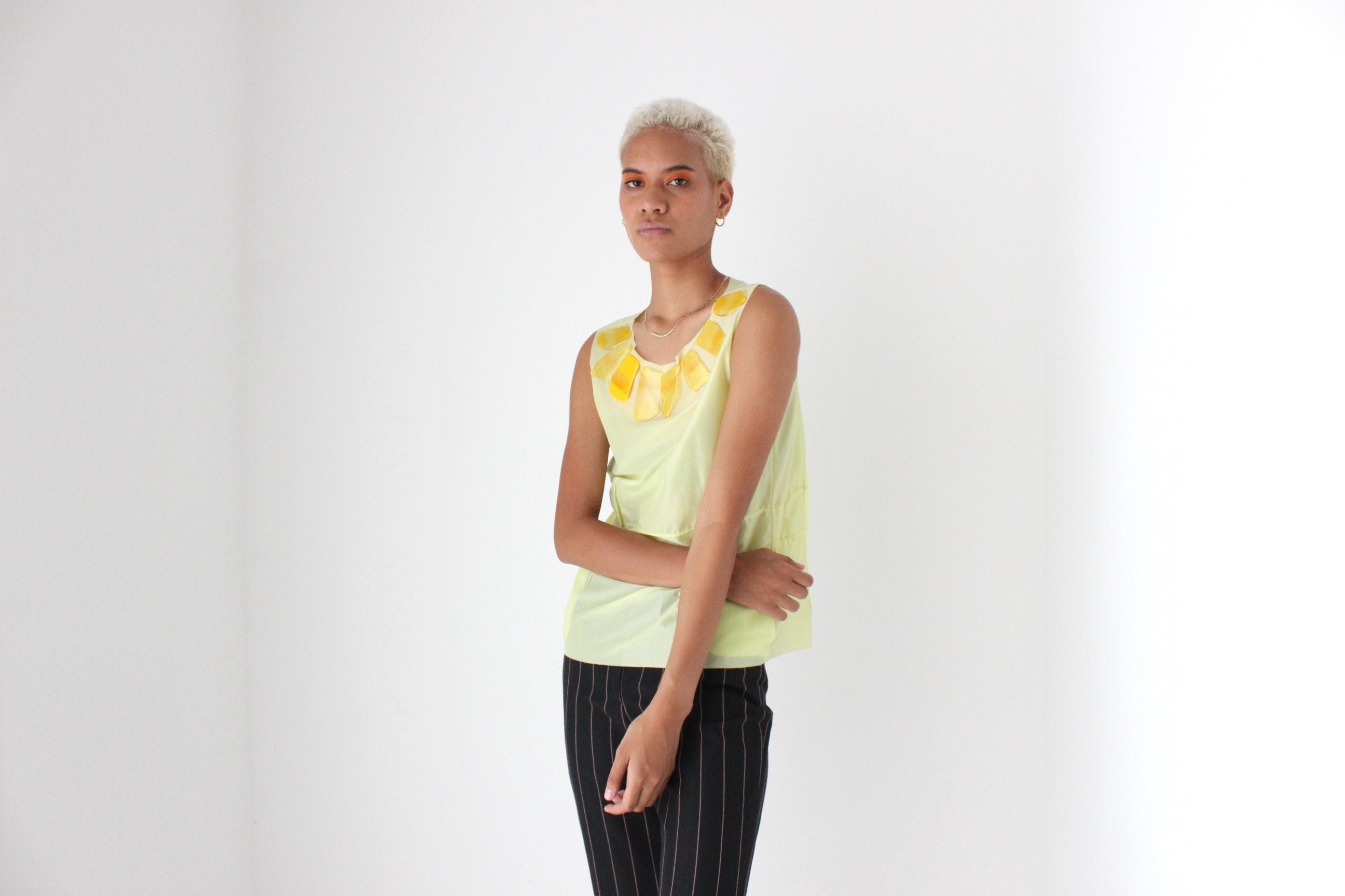 2000s Marni Acidic Neon Tank w/ Resin Pebble Detailing
