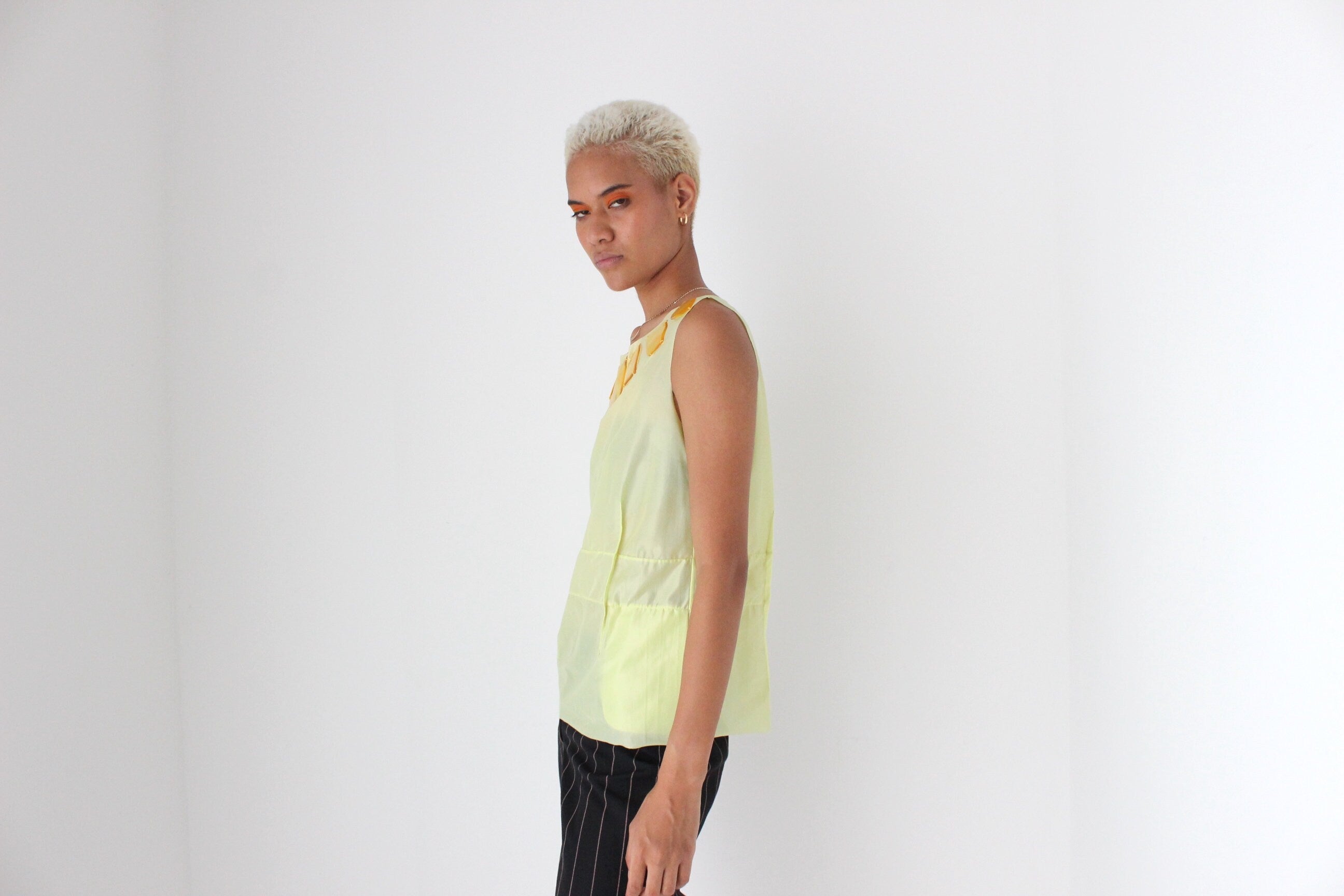 2000s Marni Acidic Neon Tank w/ Resin Pebble Detailing