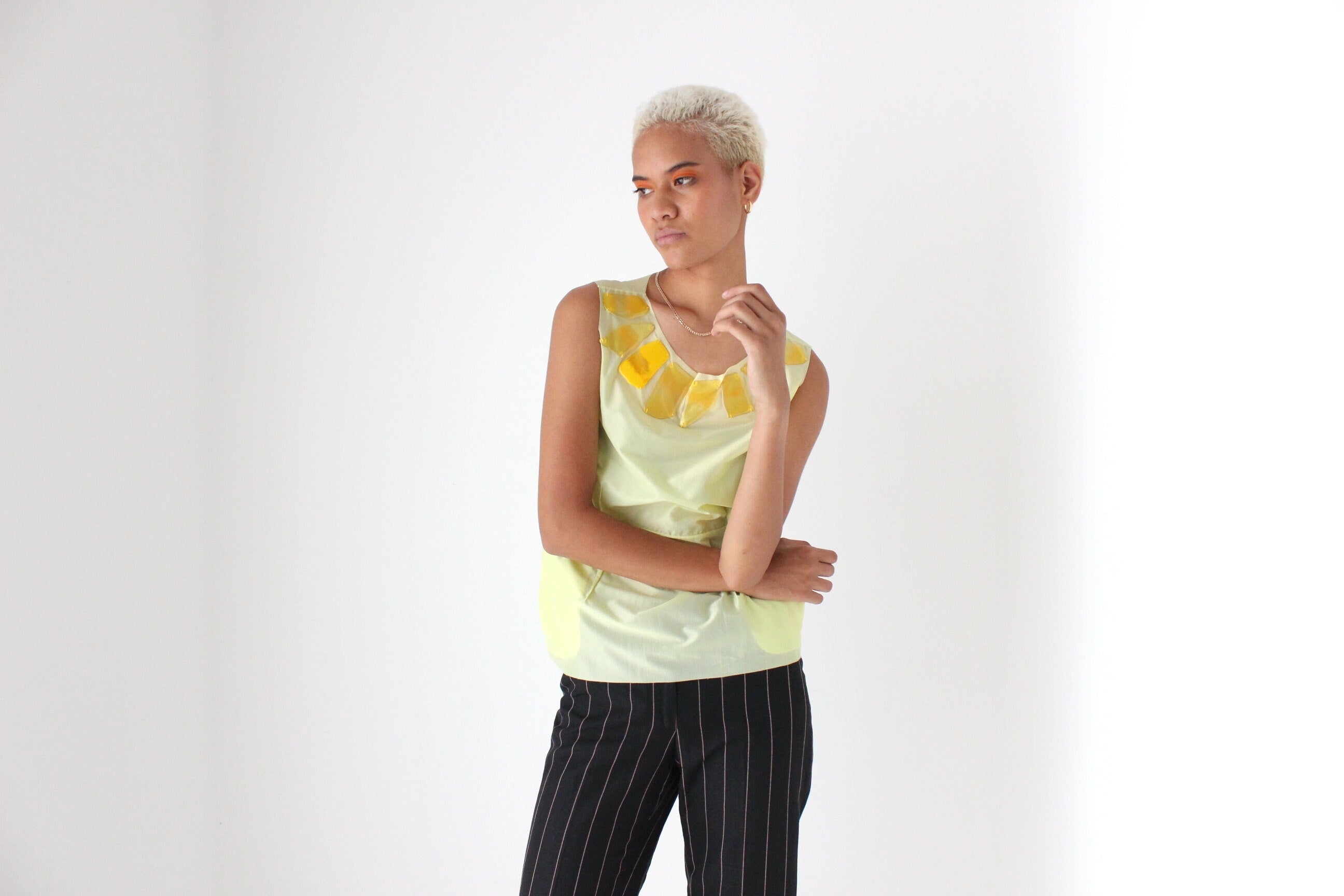 2000s Marni Acidic Neon Tank w/ Resin Pebble Detailing