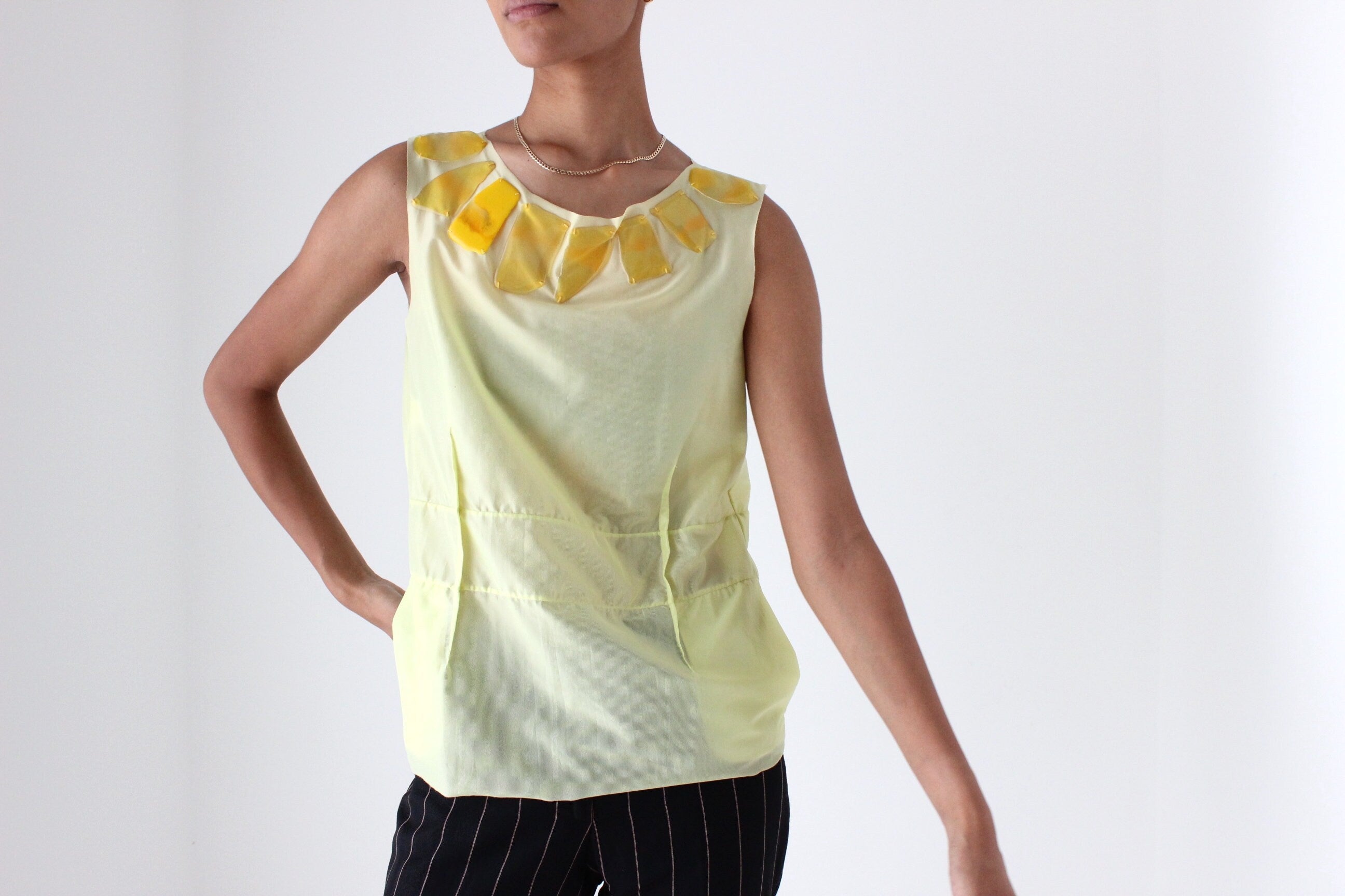 2000s Marni Acidic Neon Tank w/ Resin Pebble Detailing