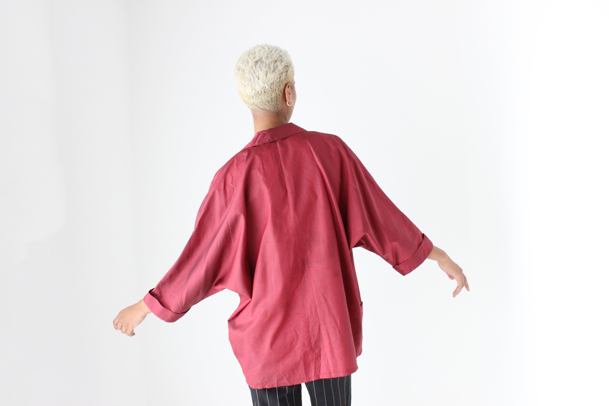 80s Parachute Batwing Cocoon Shirt Dress / Jacket