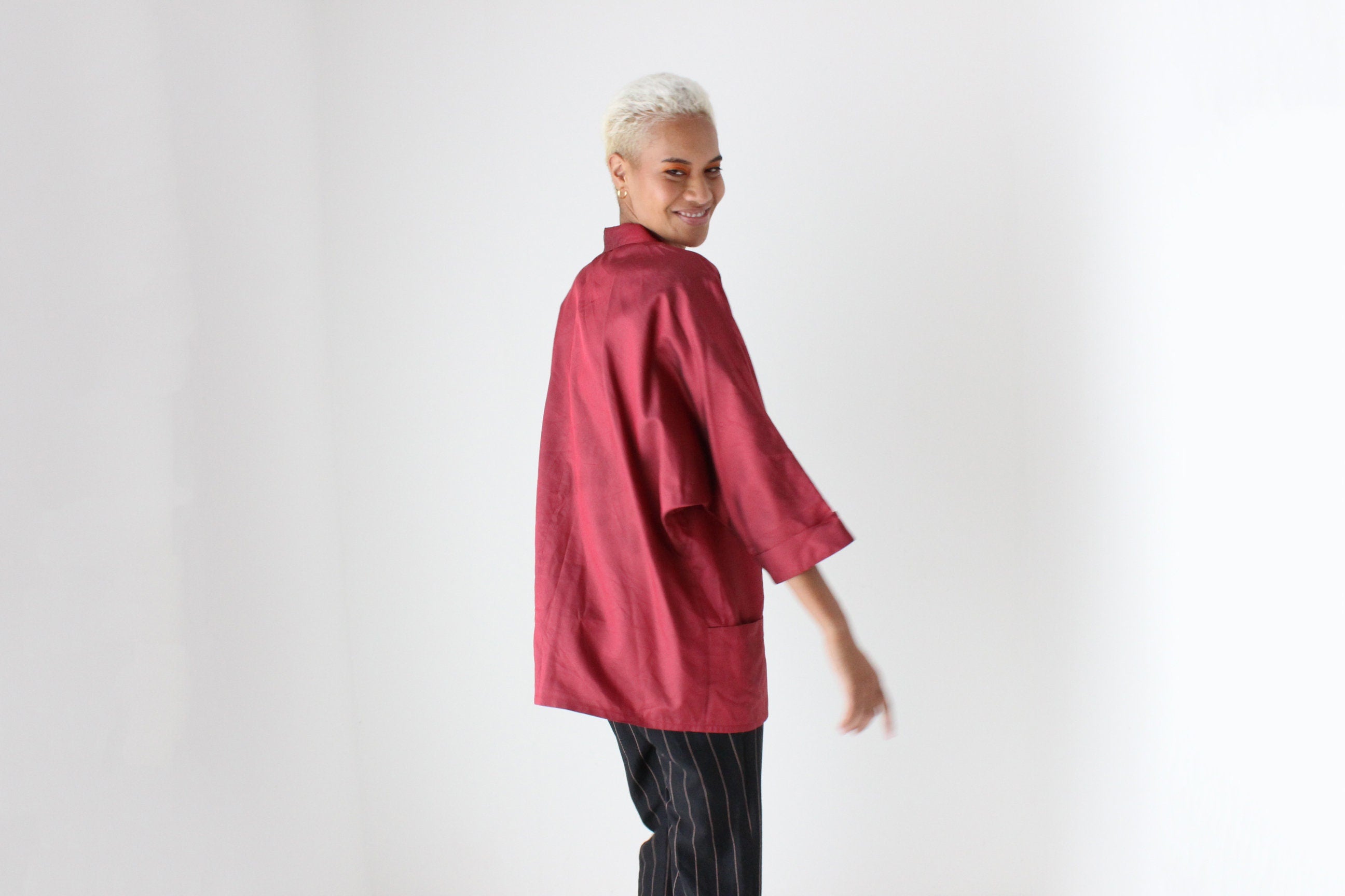 80s Parachute Batwing Cocoon Shirt Dress / Jacket