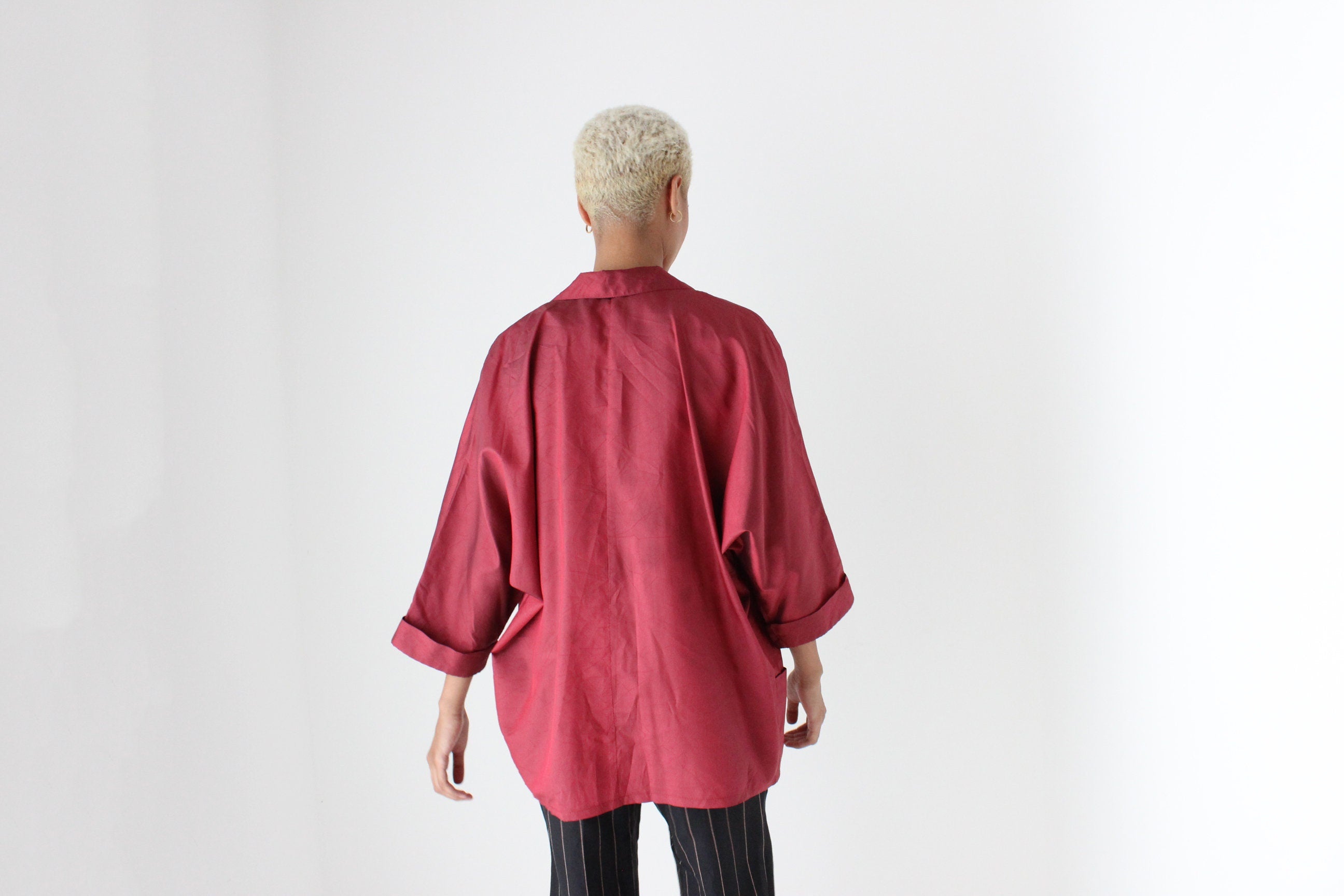 80s Parachute Batwing Cocoon Shirt Dress / Jacket
