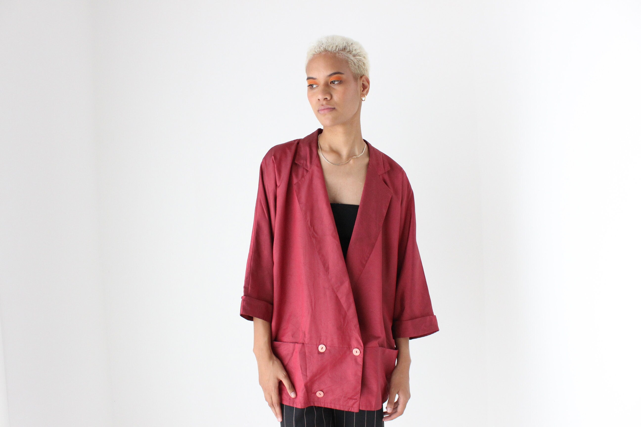 80s Parachute Batwing Cocoon Shirt Dress / Jacket