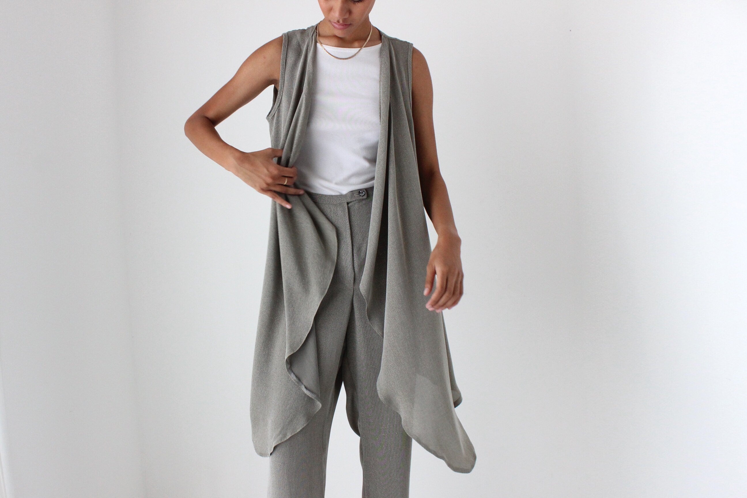 80s Lurex Two Piece Vest & Trouser Pant Suit