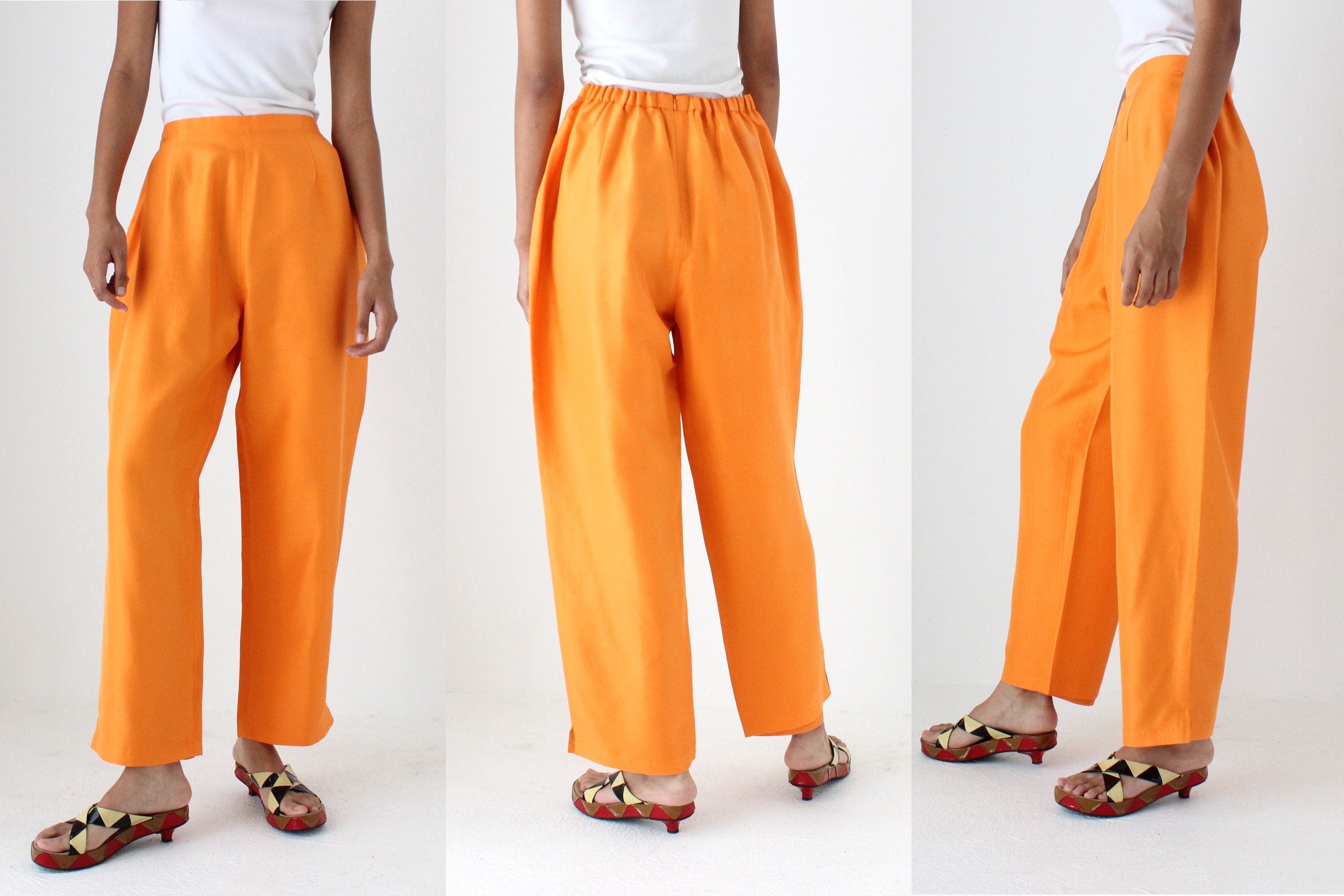80s Vibrant Pure Silk Boxy Two Piece Cruise Suit