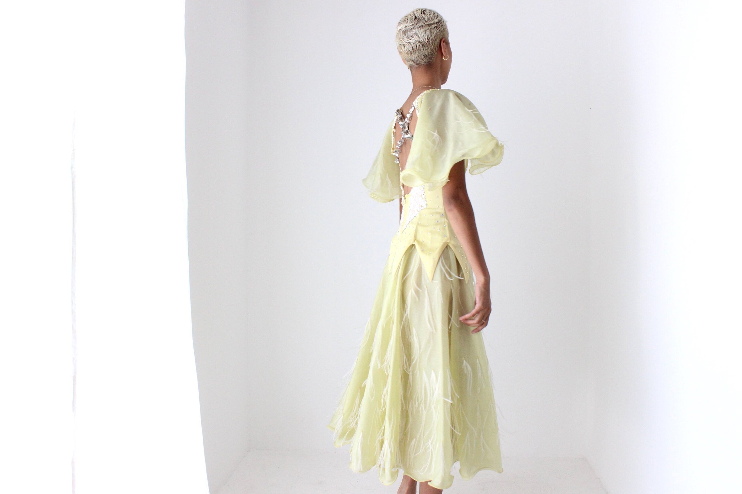 80s Sequin Feather Flutter Fairy Princess Costume Gown