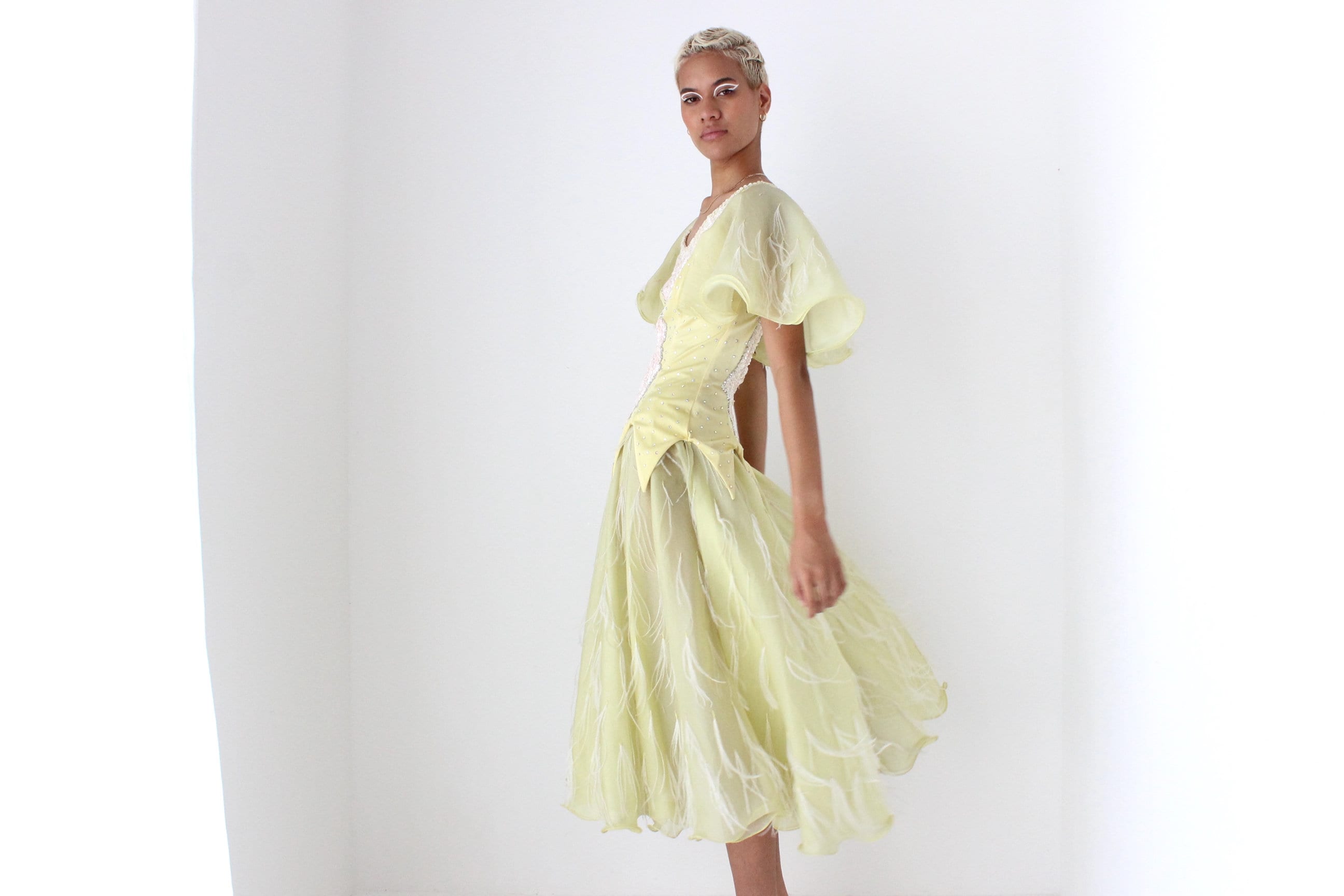 80s Sequin Feather Flutter Fairy Princess Costume Gown