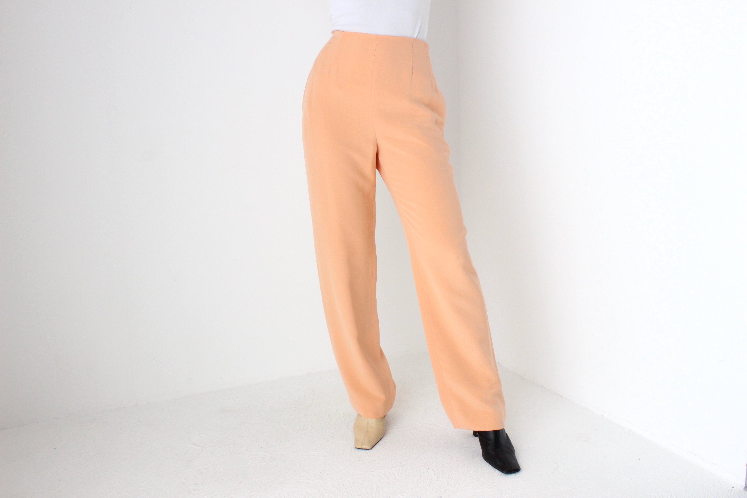 80s Bill Blass Pastel Peach ~ Pure Silk ~ Slacks