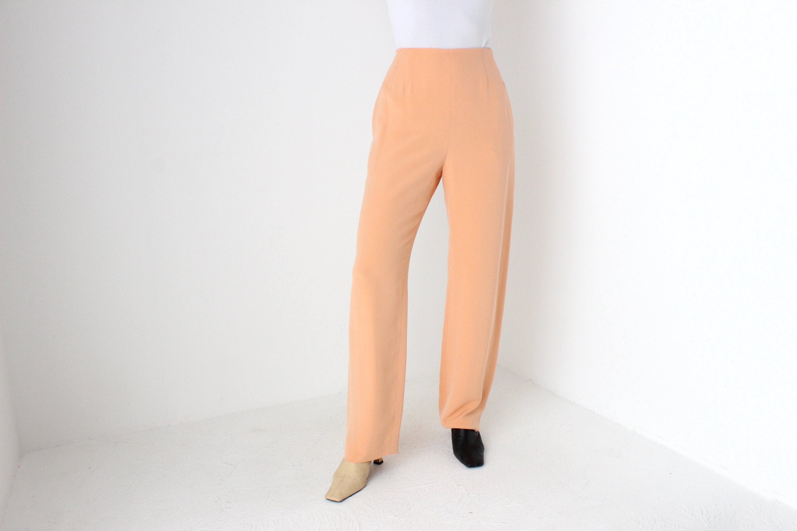 80s Bill Blass Pastel Peach ~ Pure Silk ~ Slacks