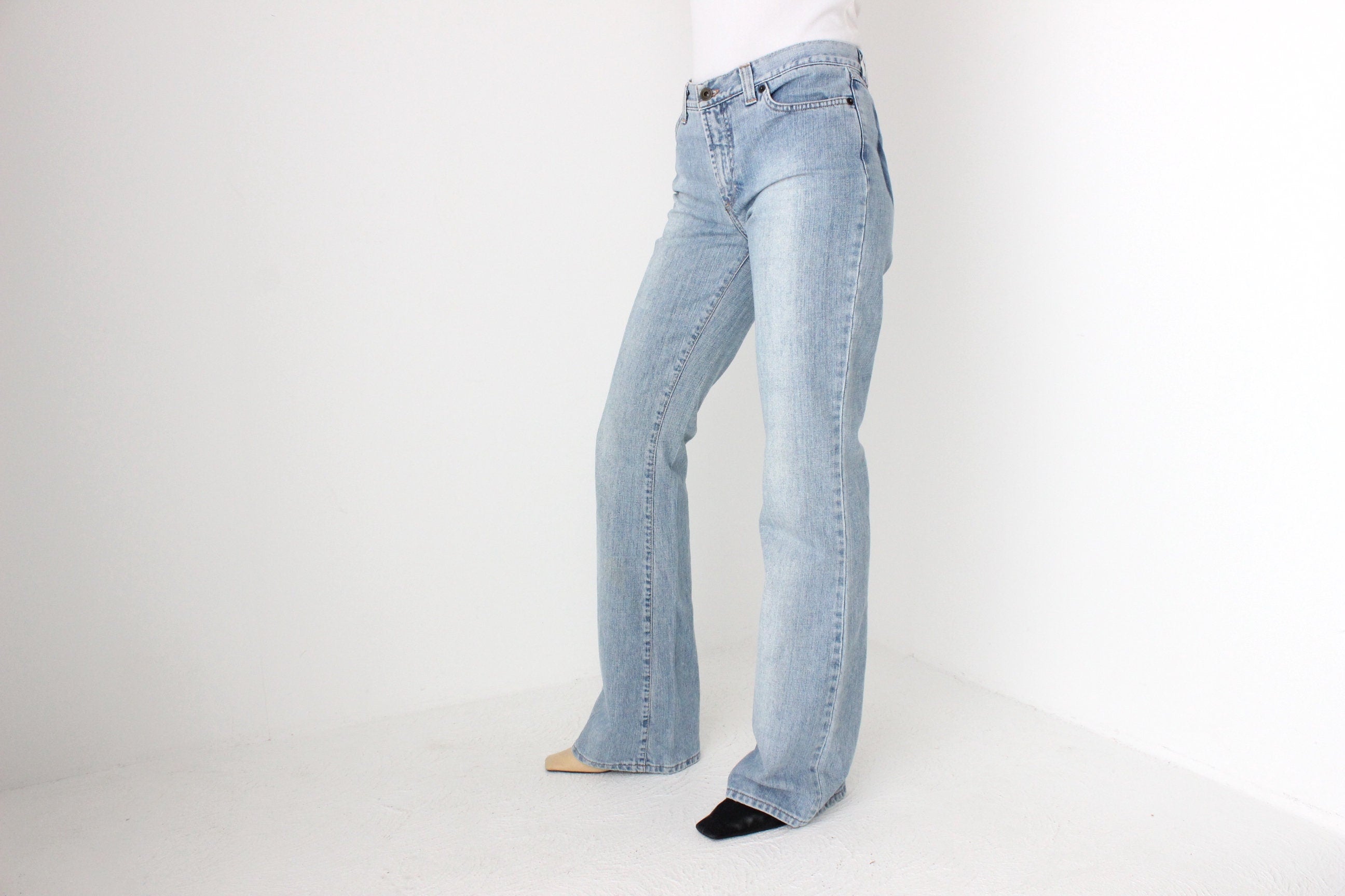 Dolce & Gabbana 2000s Lightwash Flared Jeans w/ Pocket Shadows