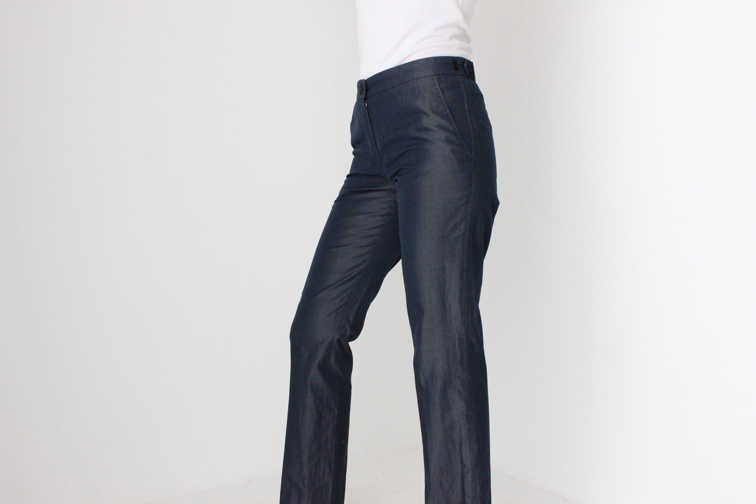 Y2K Marc Jacobs Midnight Blue Metallic Pants
