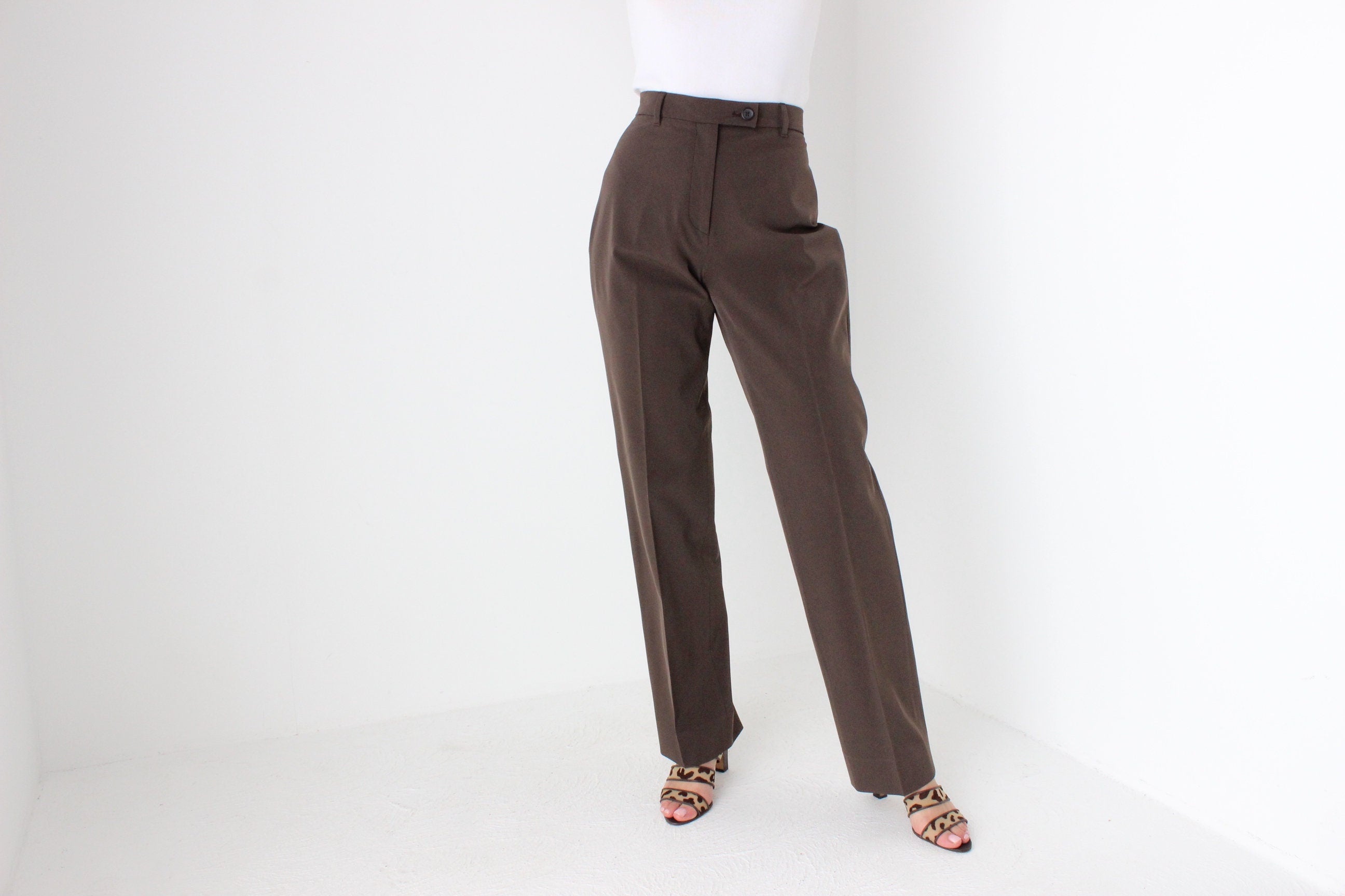 90s Vintage PRADA Chocolate Tailored High Waist Trousers