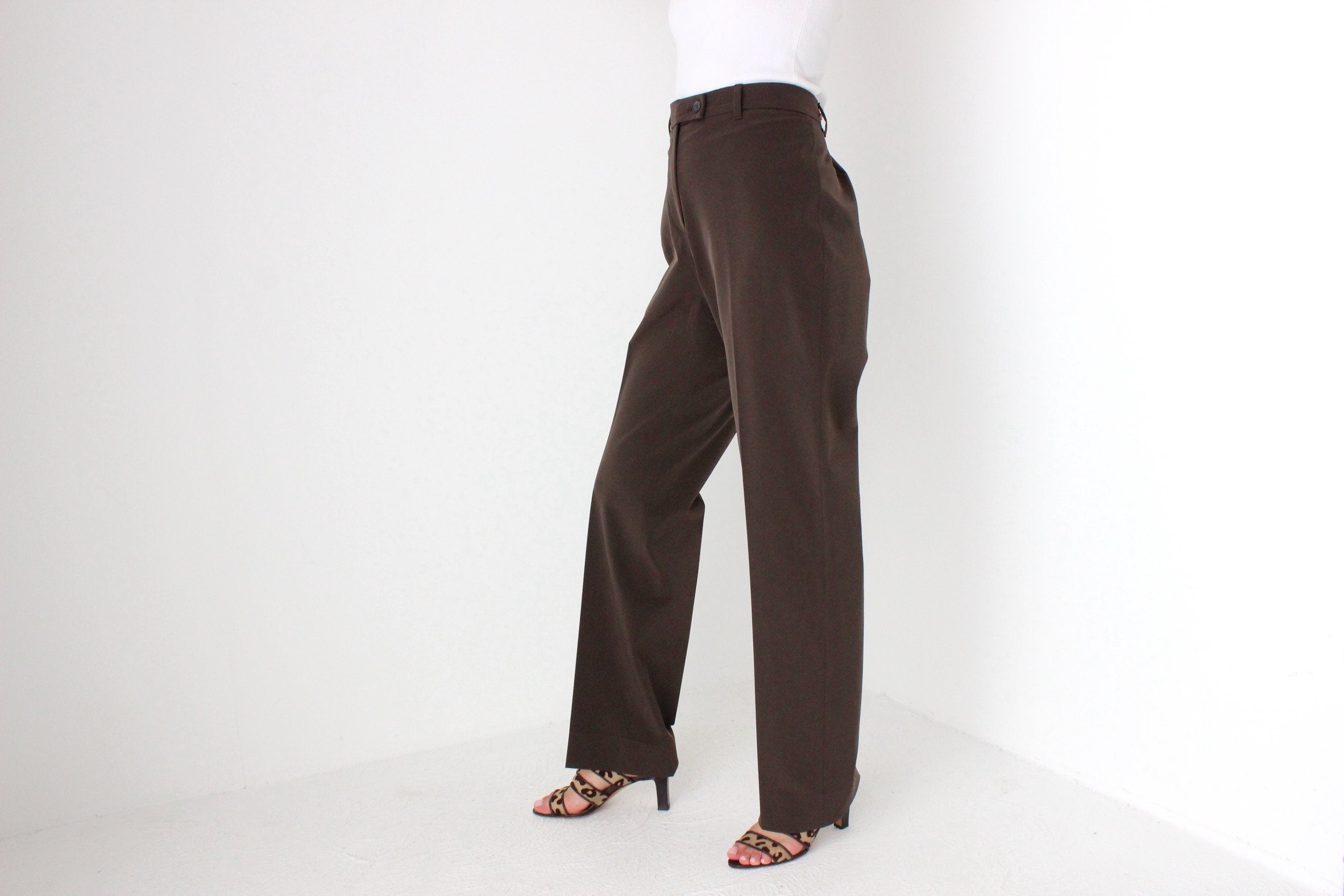 90s Vintage PRADA Chocolate Tailored High Waist Trousers