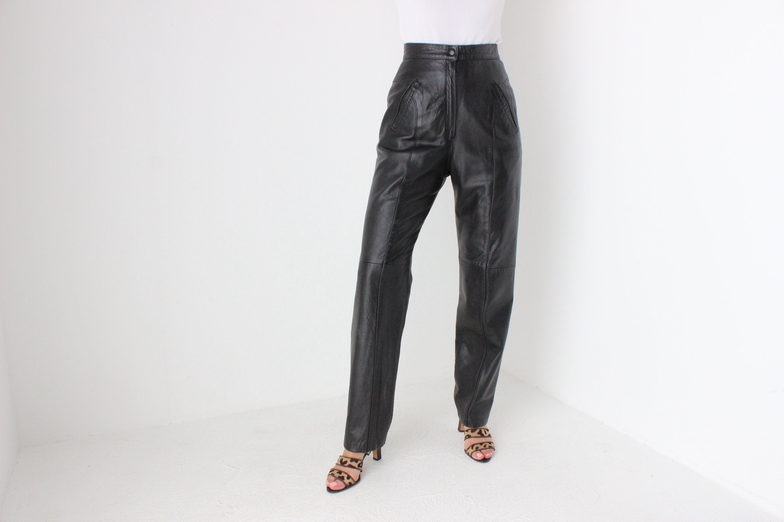 80s Softest {Genuine Leather} High Waist Trousers