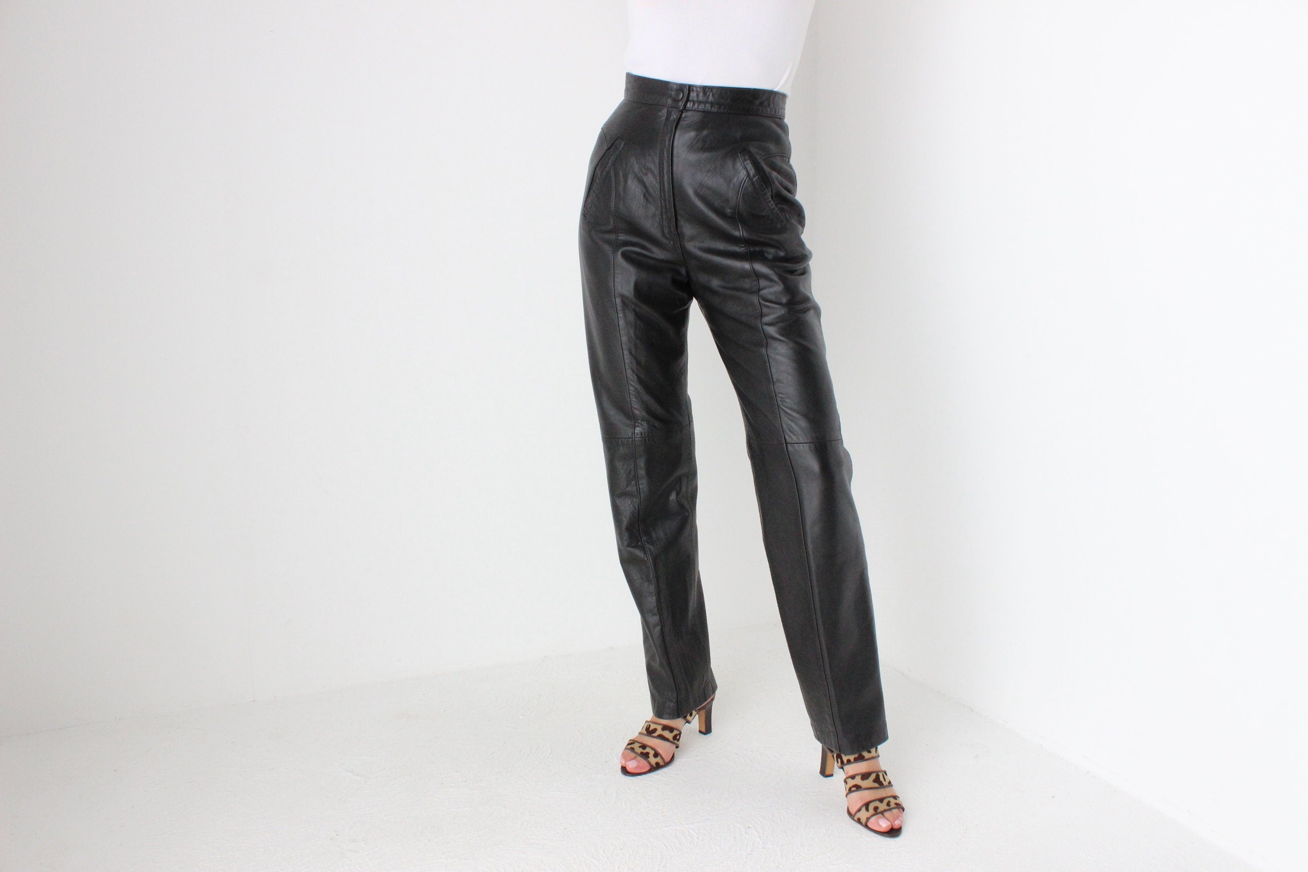 80s Softest {Genuine Leather} High Waist Trousers