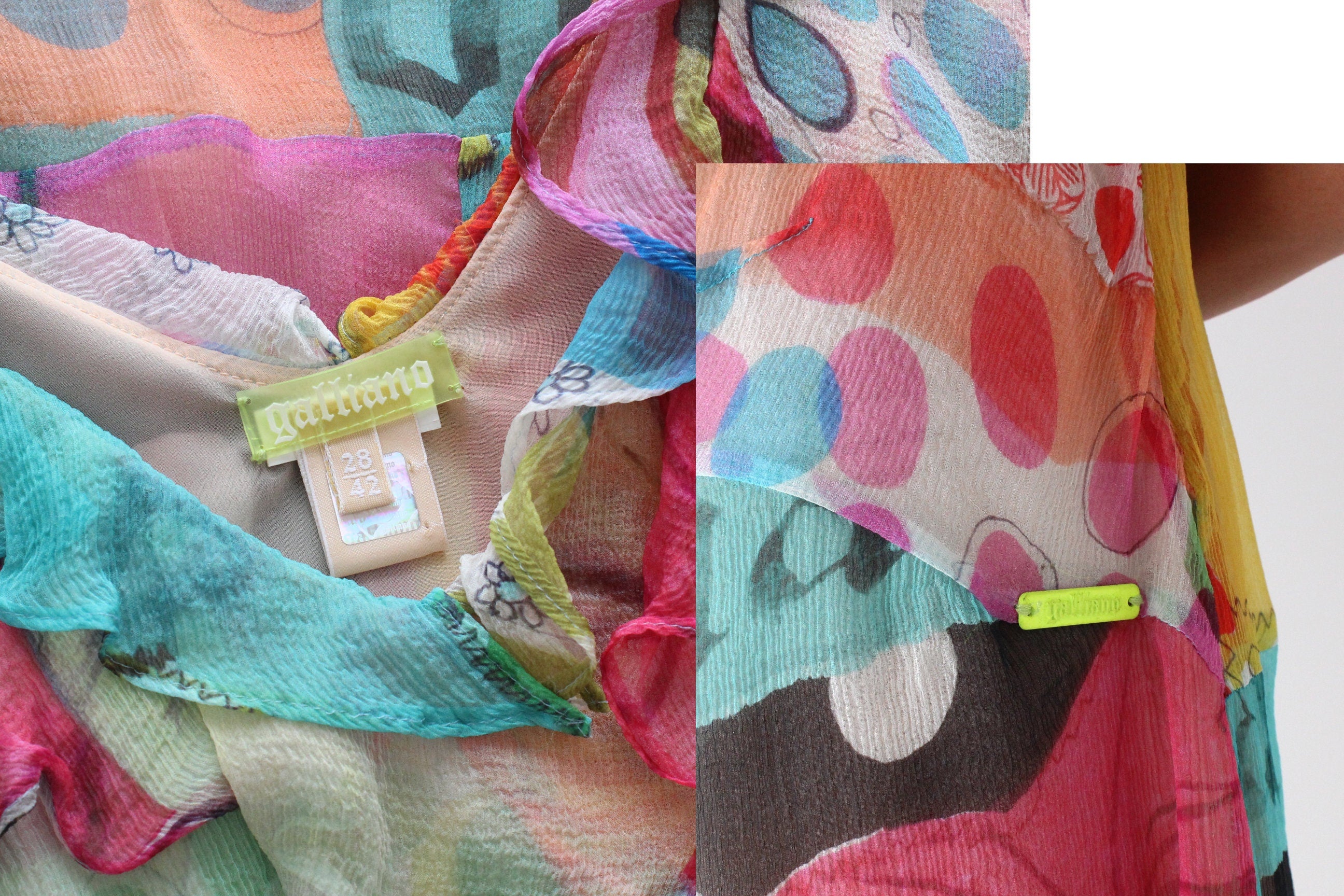 JOHN GALLIANO 2000s Rainbow Layered Silk Mini