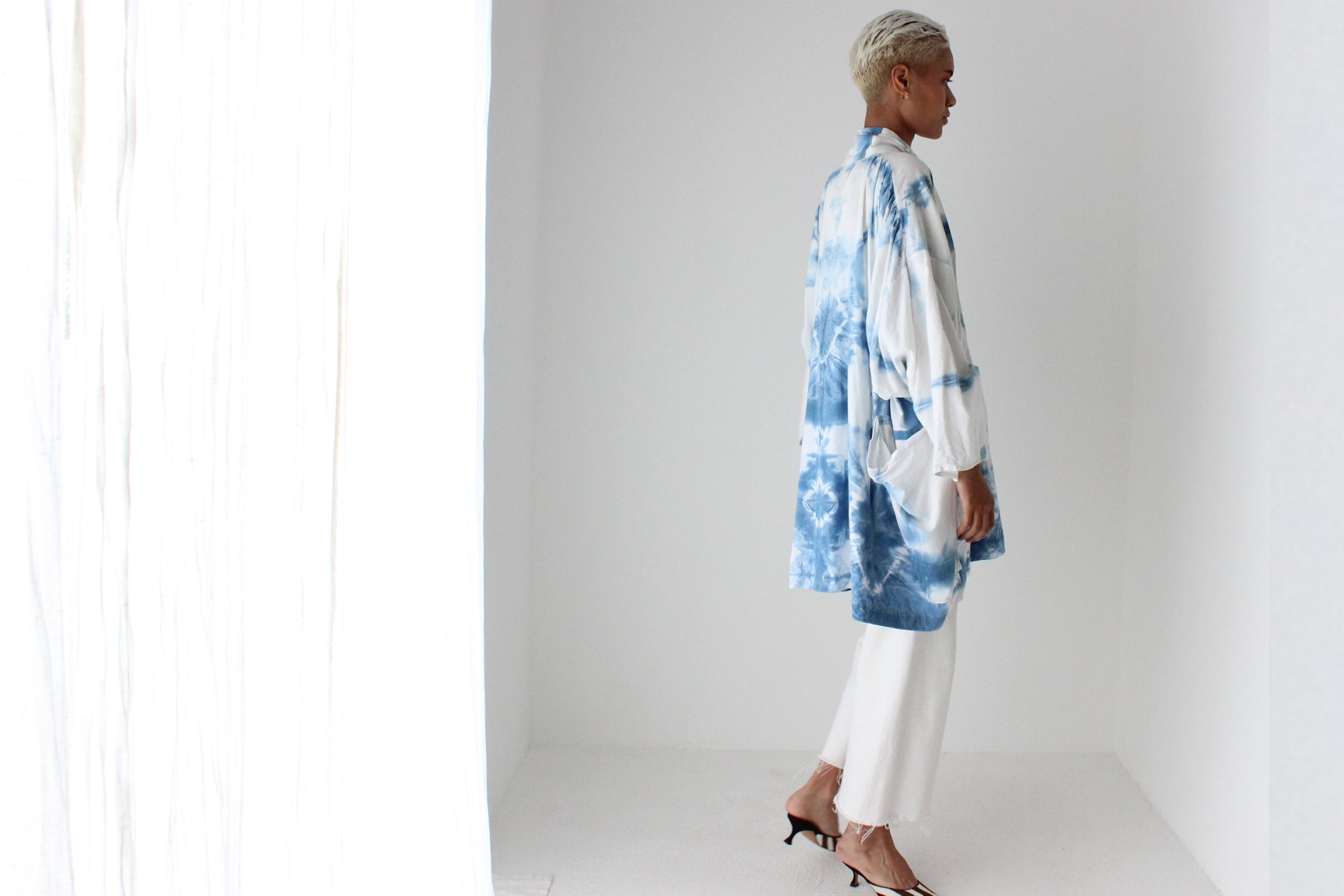 Japanese Shibori Tie Dye Dramatic Free Size Cotton Kimono