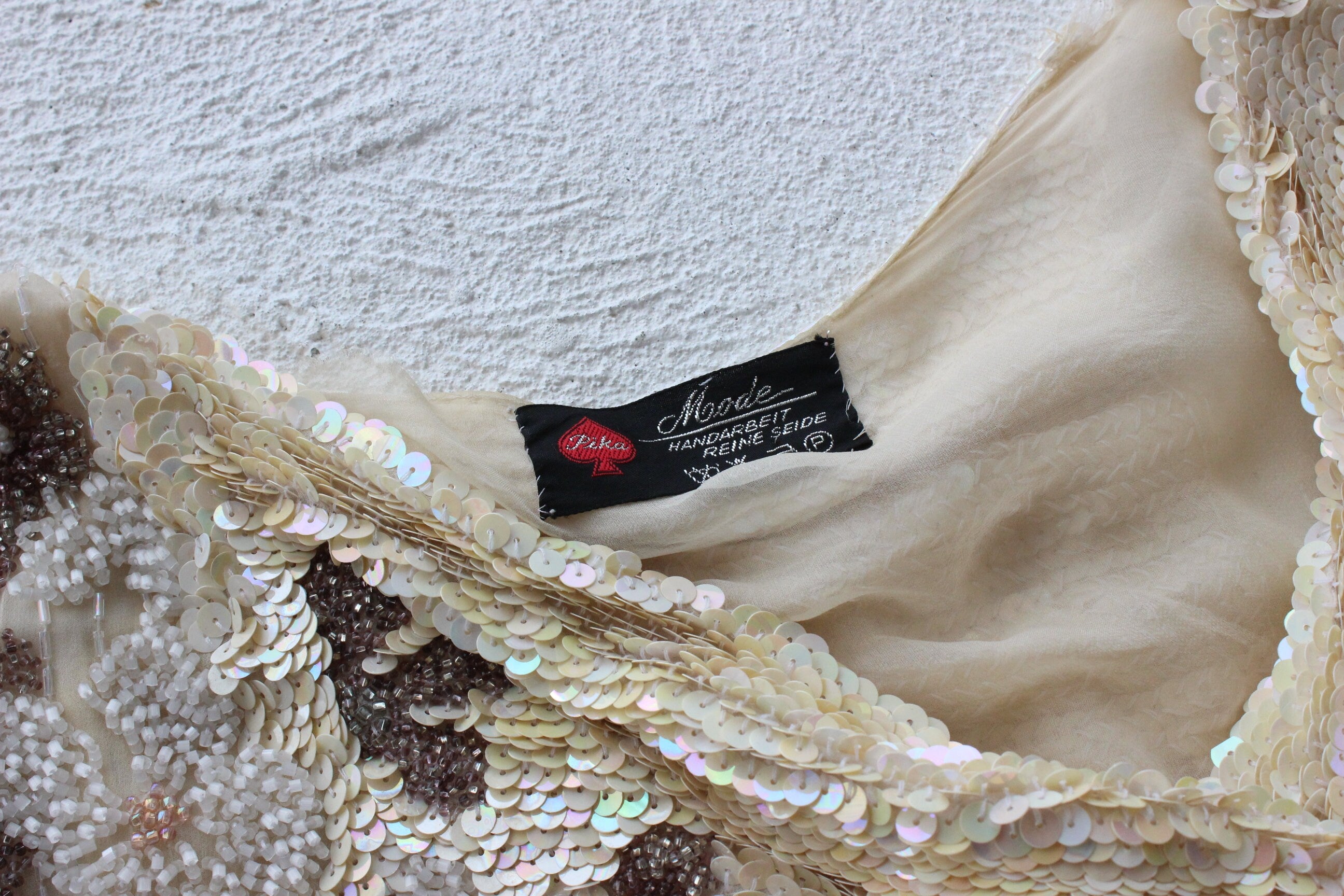 80s Intricately Hand Beaded Sequin & Silk Disco Top