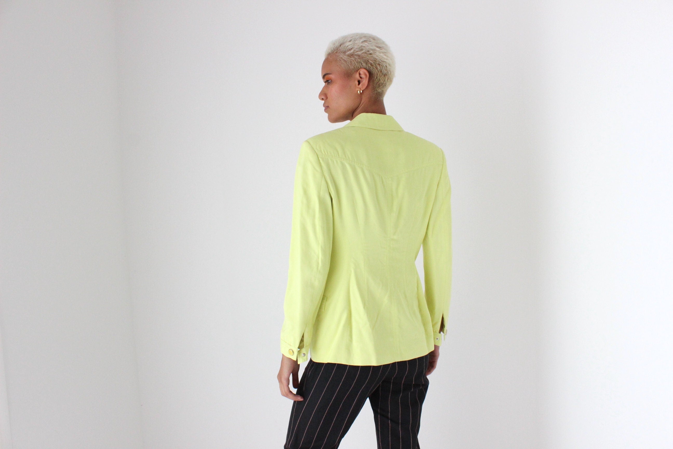 80s VERSACE Neon Lemon Power Blazer
