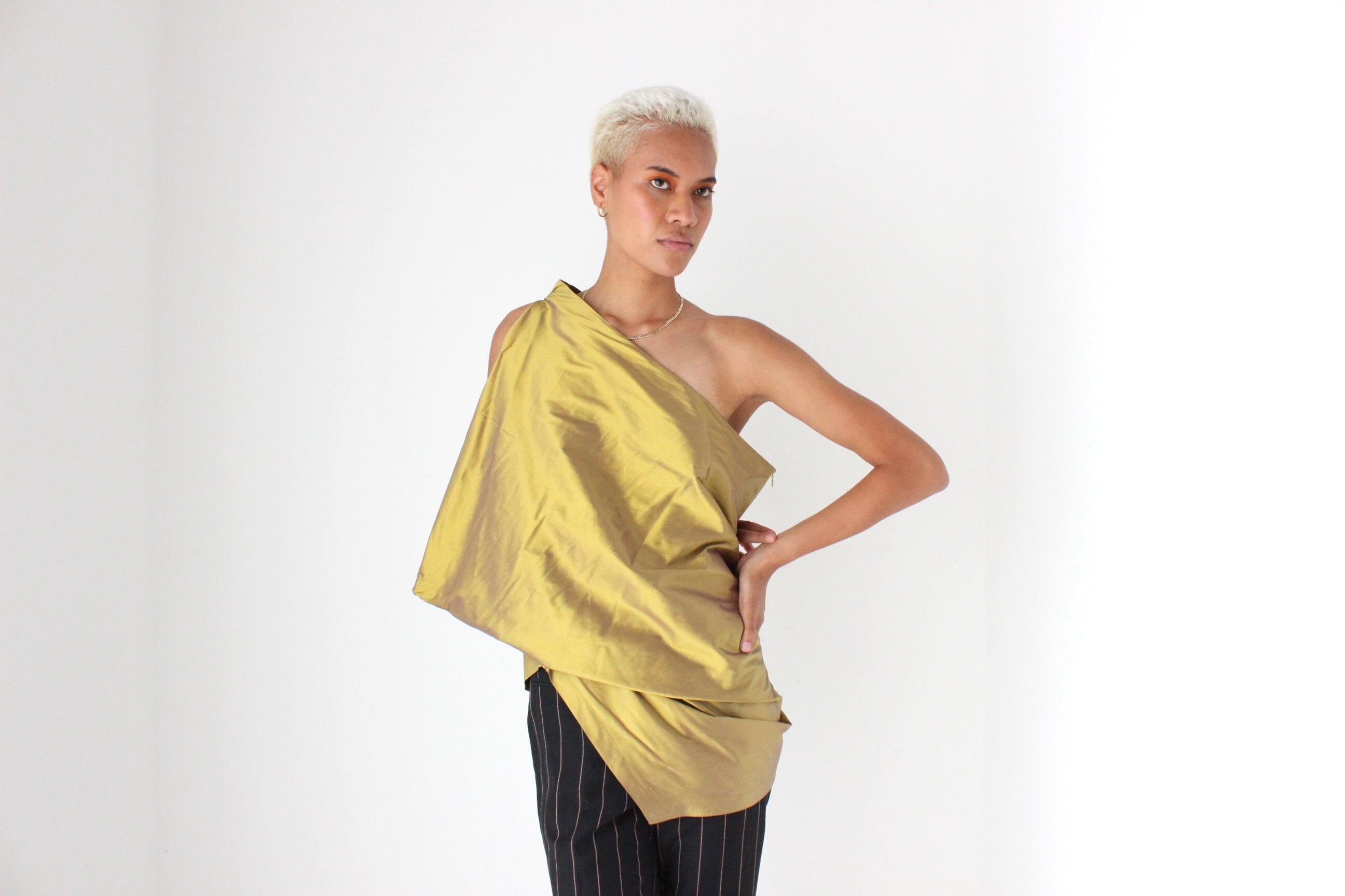 2000s Sculptural 3D Silk Top