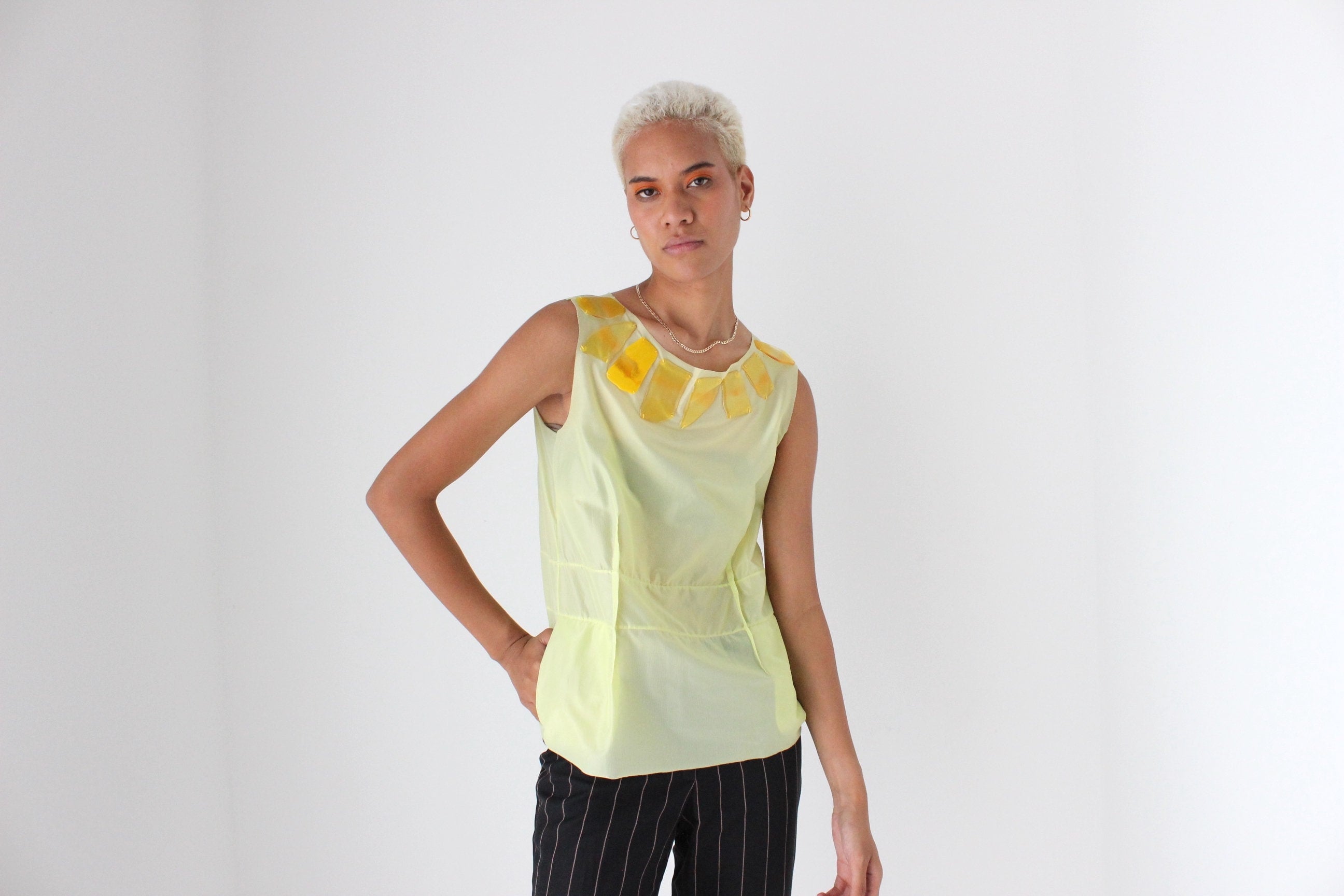 2000s Marni Acidic Neon Tank w/ Resin Pebble Detailing