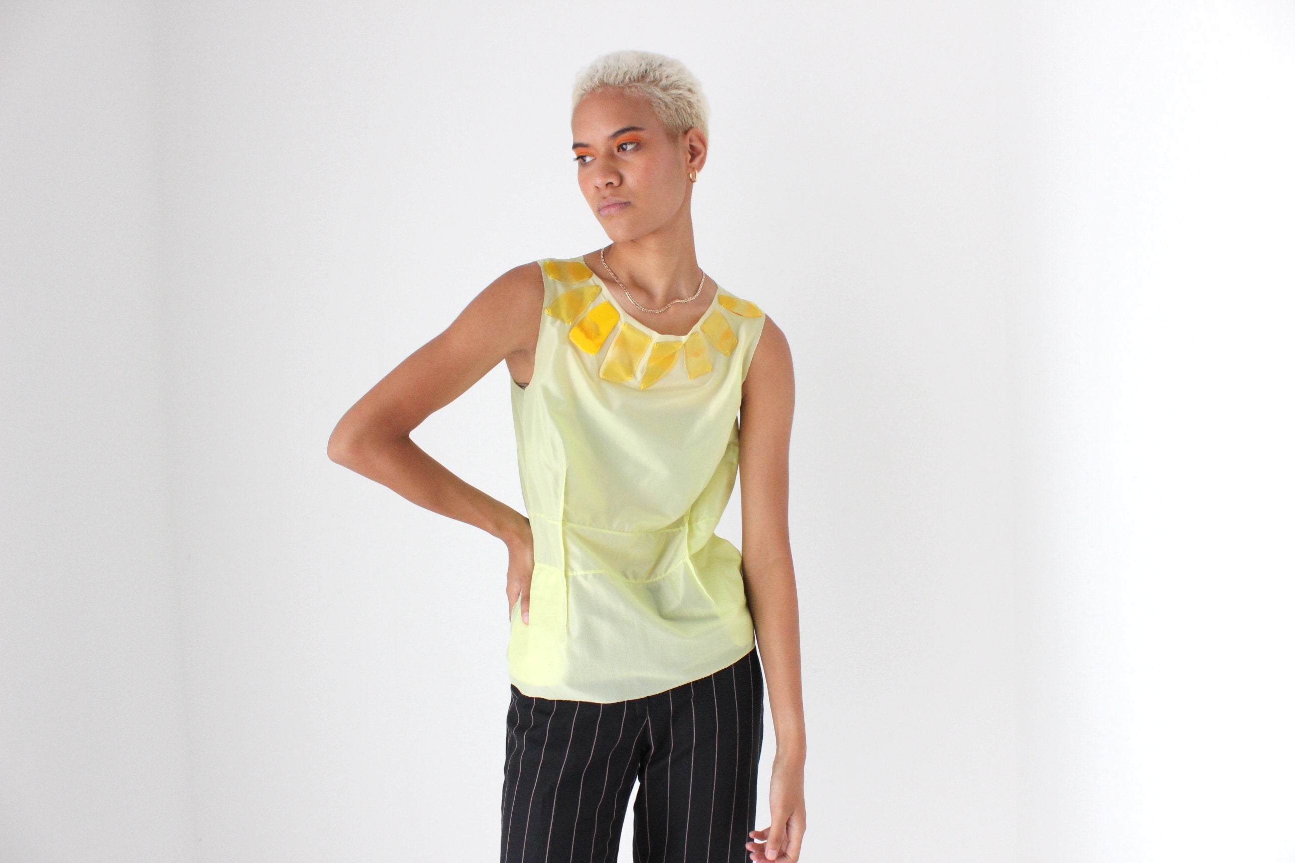 2000s Marni Acidic Neon Tank w/ Resin Pebble Detailing