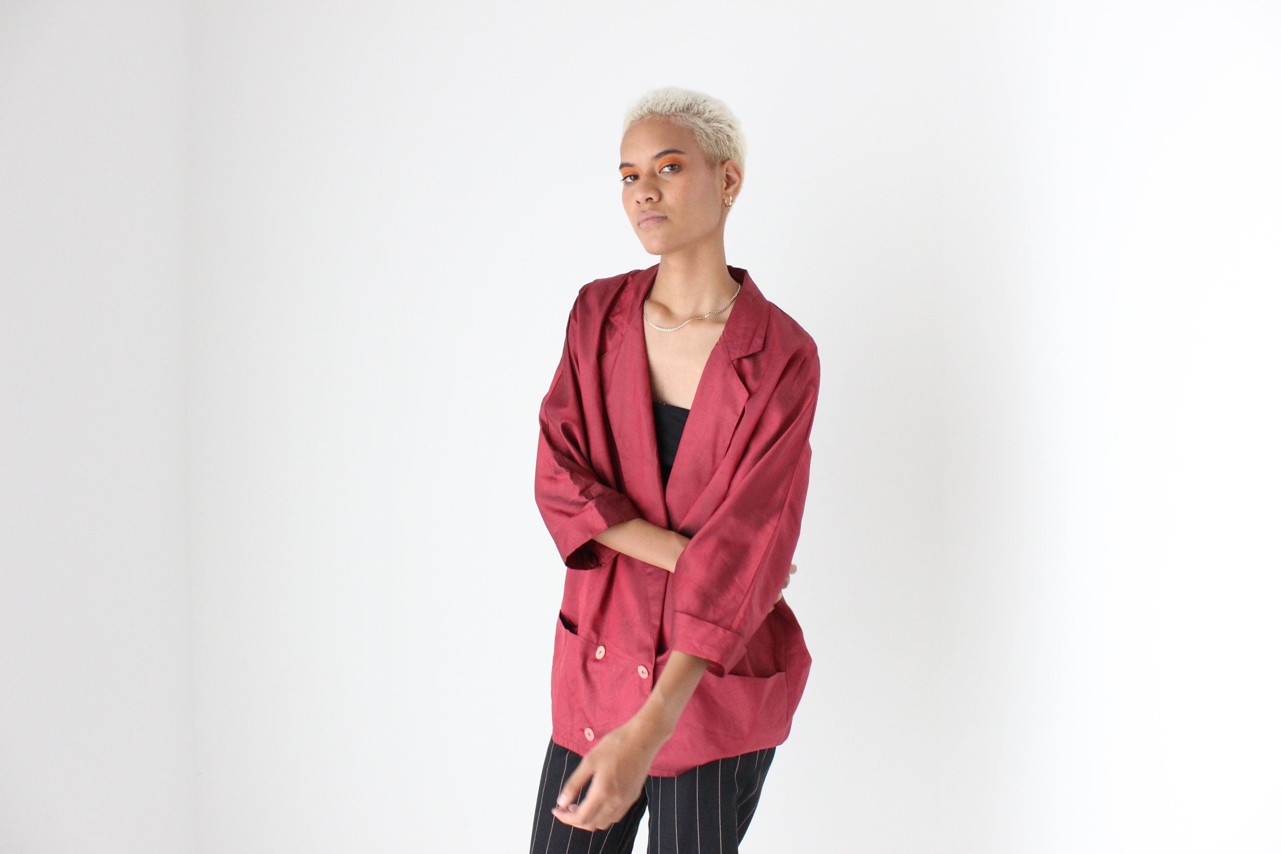 80s Parachute Batwing Cocoon Shirt Dress / Jacket