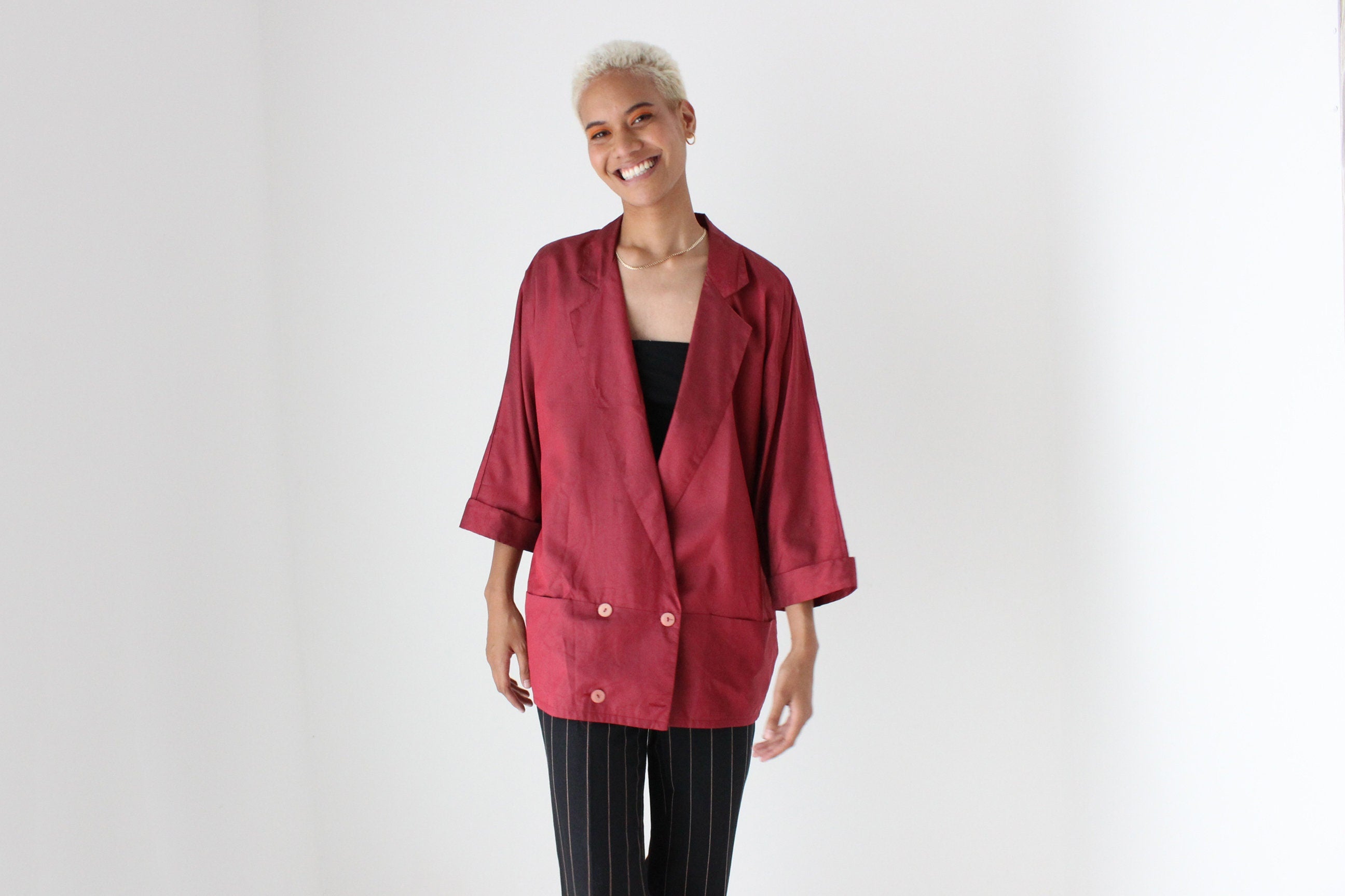 80s Parachute Batwing Cocoon Shirt Dress / Jacket