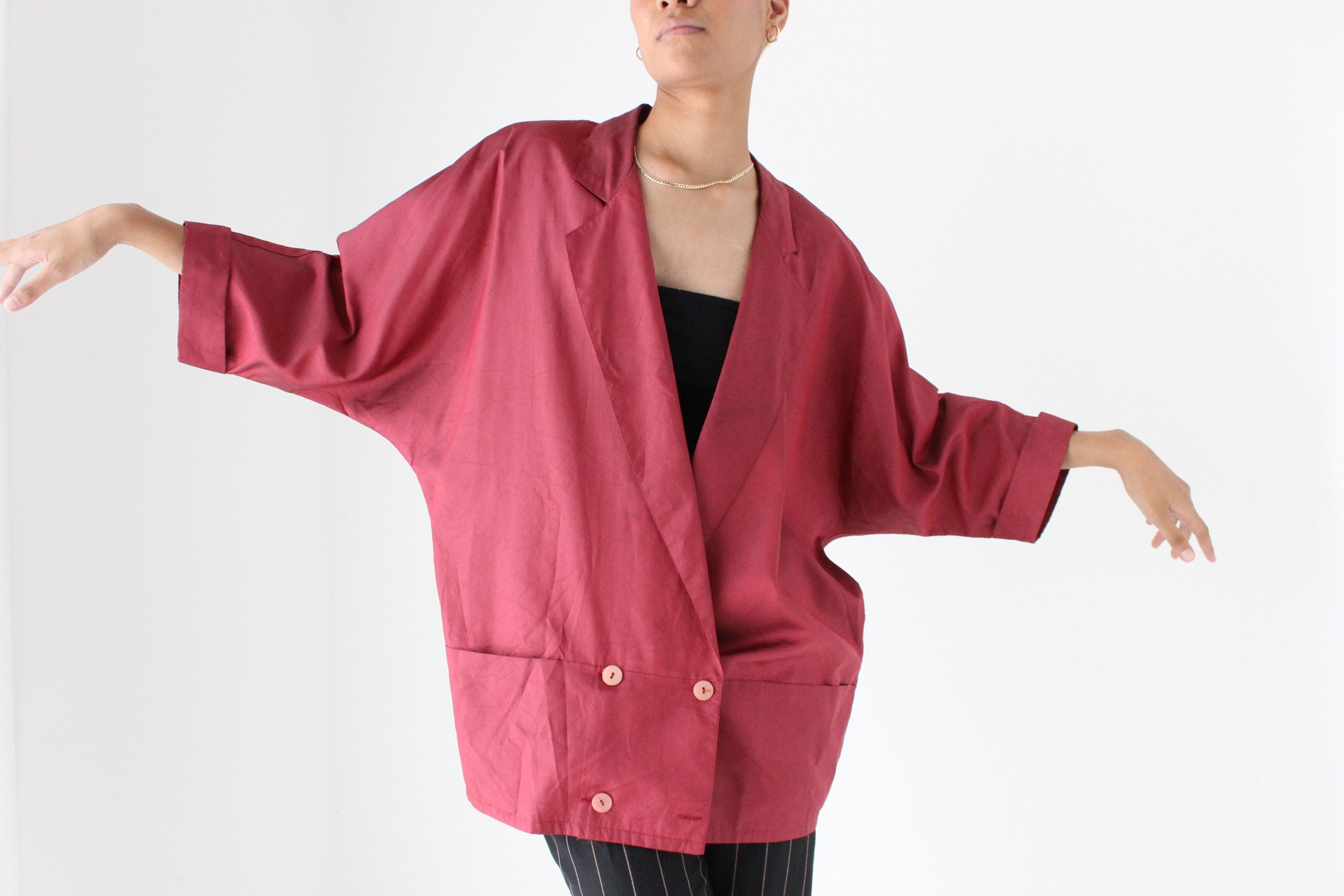 80s Parachute Batwing Cocoon Shirt Dress / Jacket