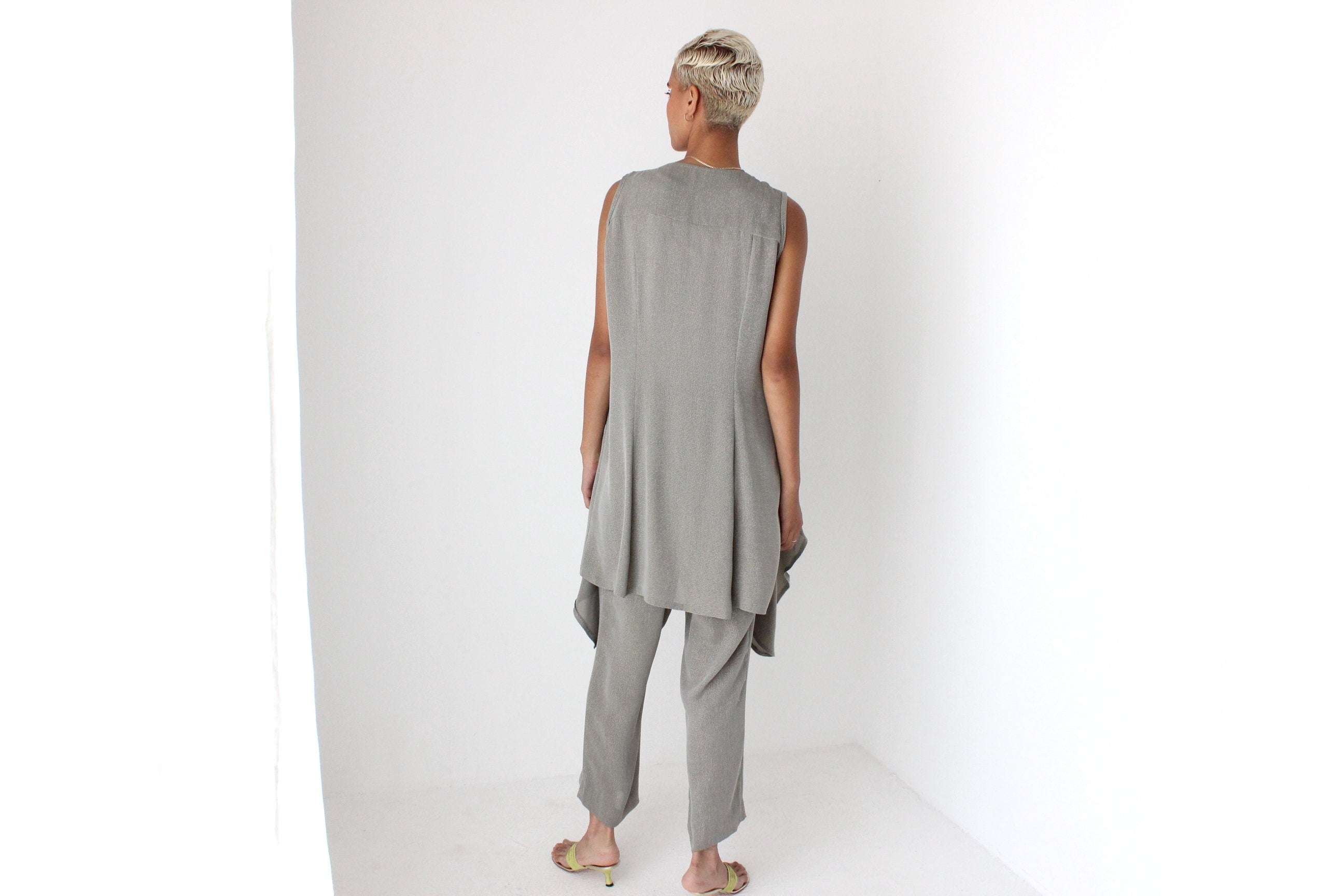 80s Lurex Two Piece Vest & Trouser Pant Suit