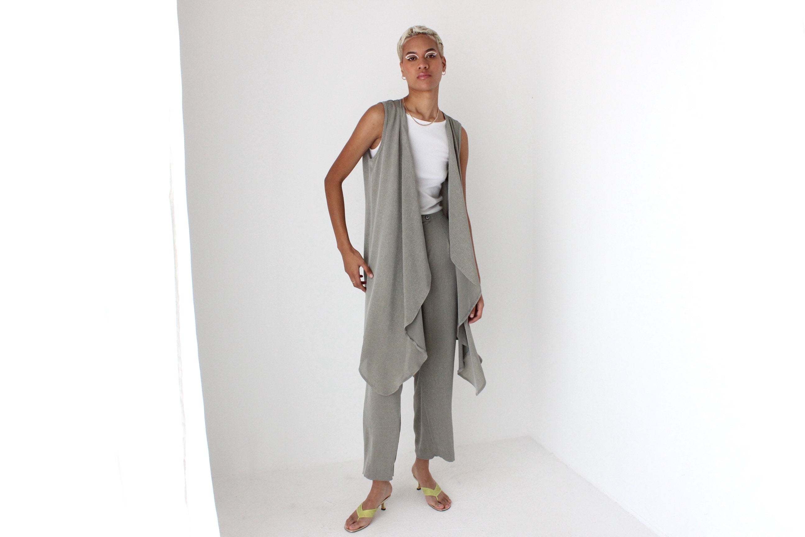 80s Lurex Two Piece Vest & Trouser Pant Suit
