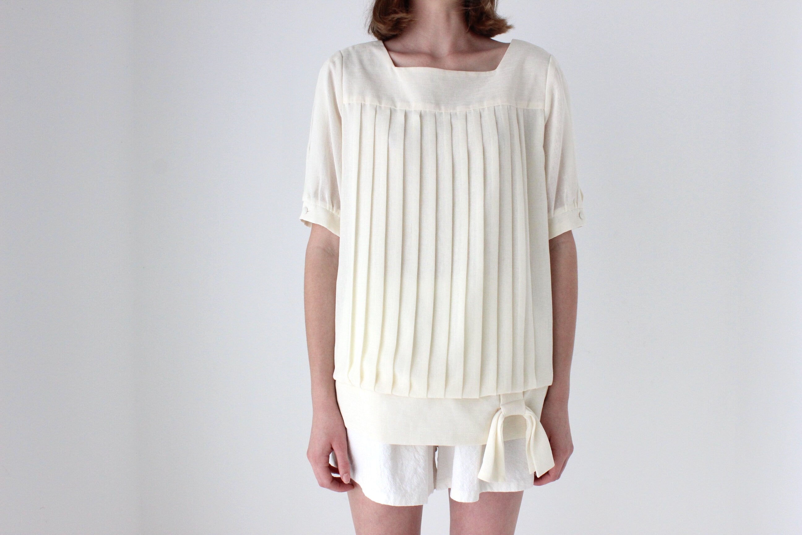 80s Pleated Puff Smock Top