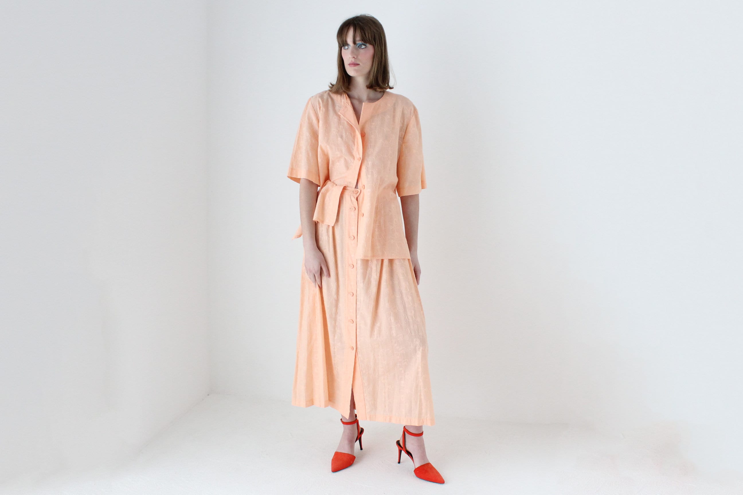 80s Sherbet Cotton Roomy Top + Circle Skirt Set