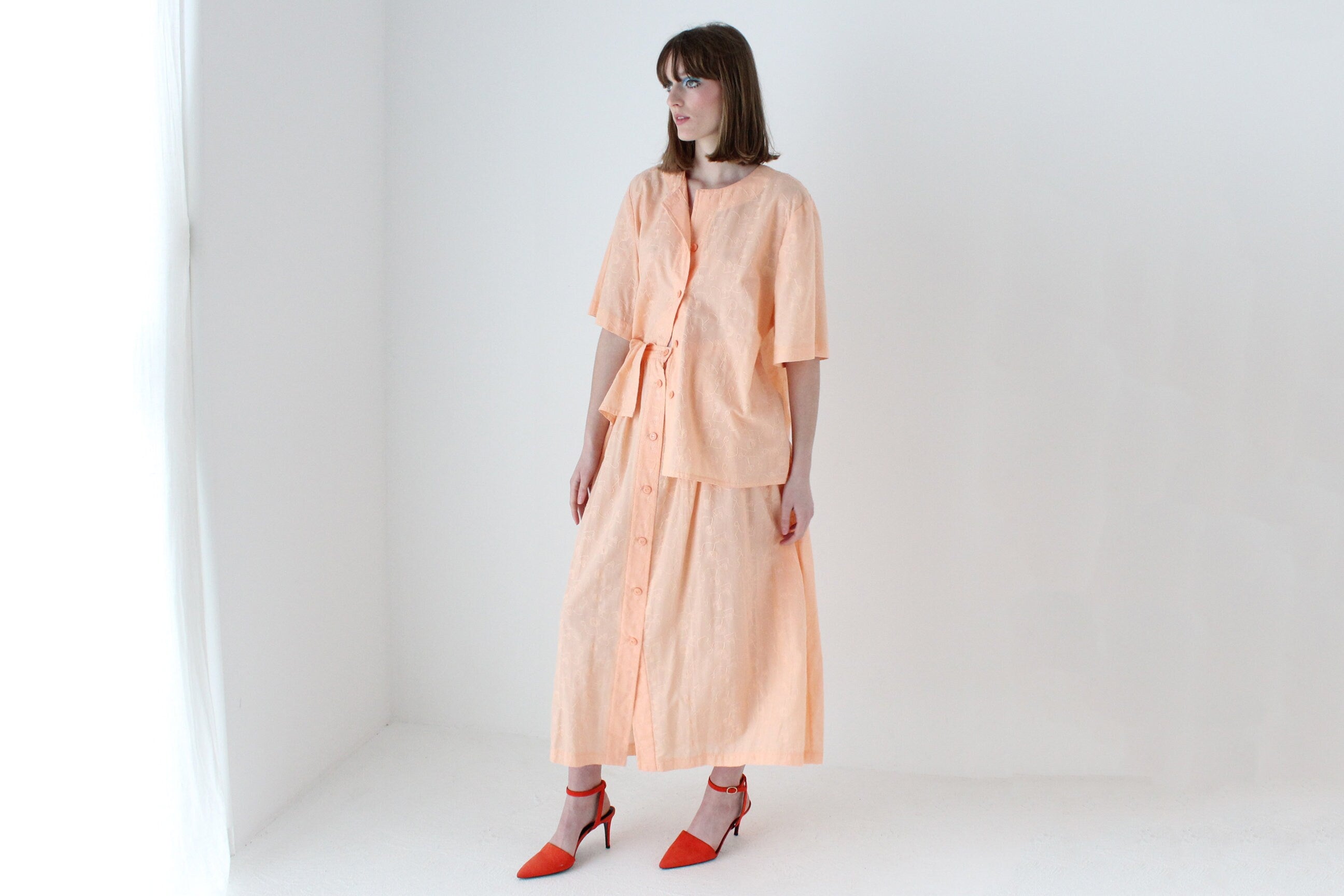 80s Sherbet Cotton Roomy Top + Circle Skirt Set