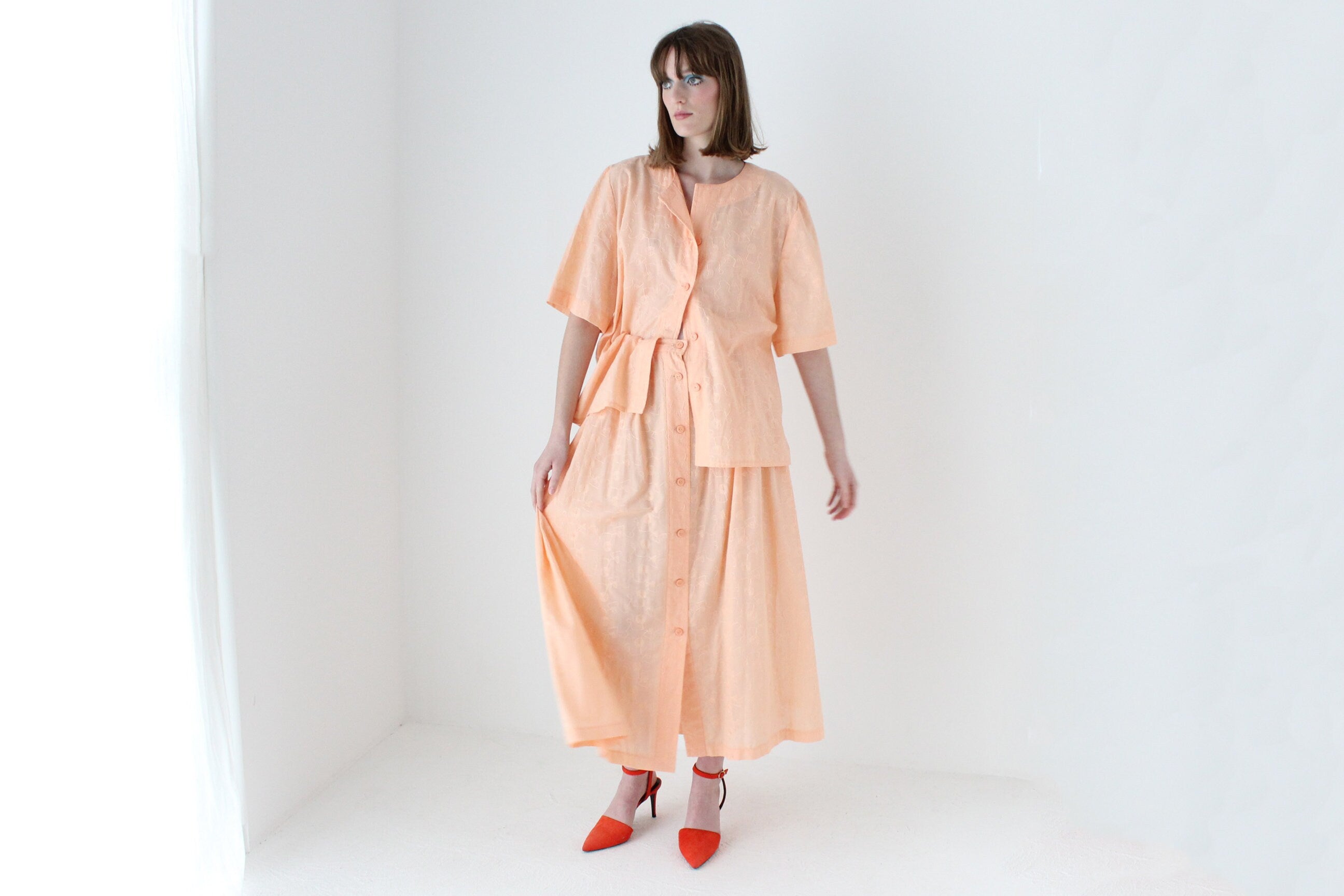 80s Sherbet Cotton Roomy Top + Circle Skirt Set