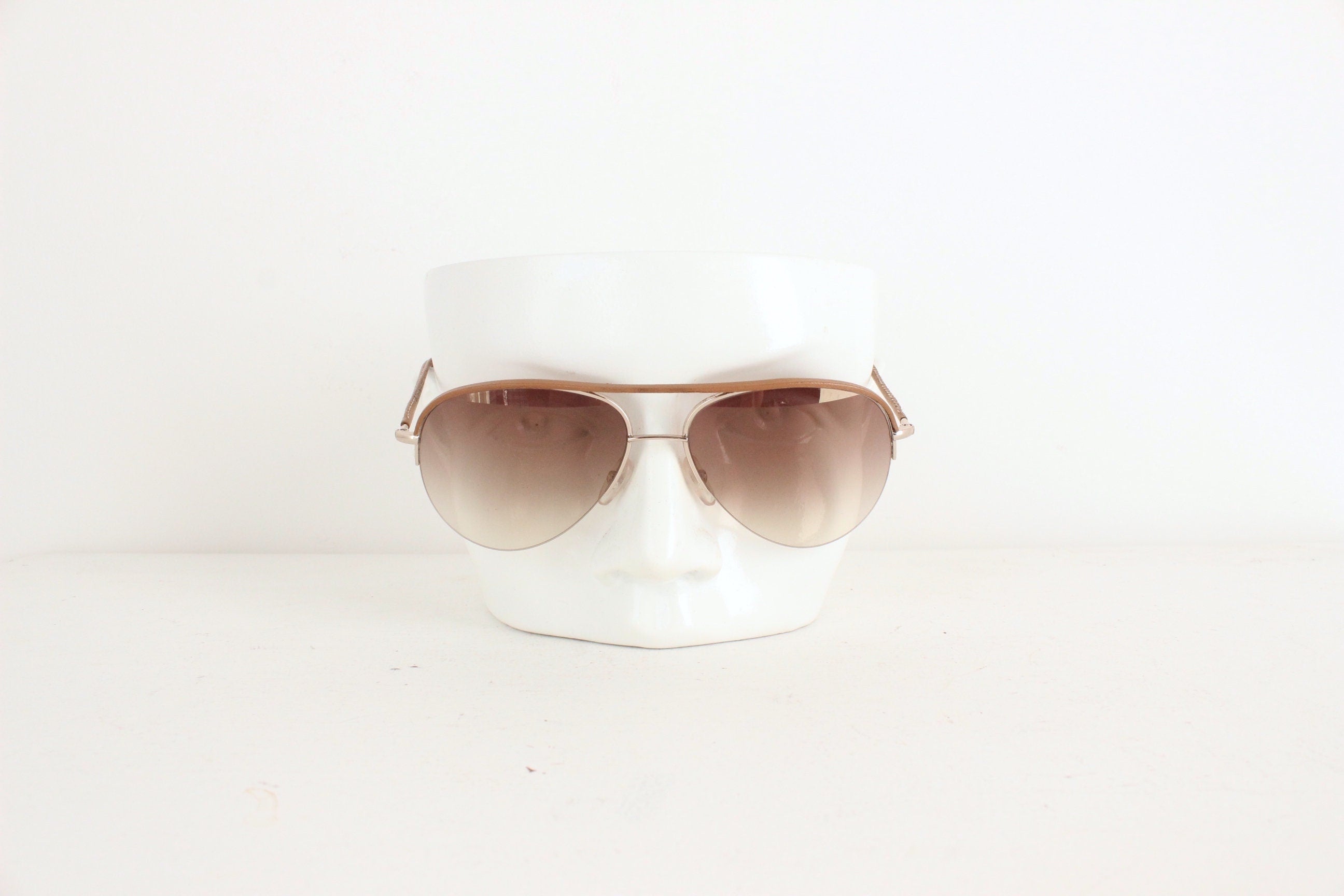 Cutler & Gross Leather Trimmed Classic Aviators