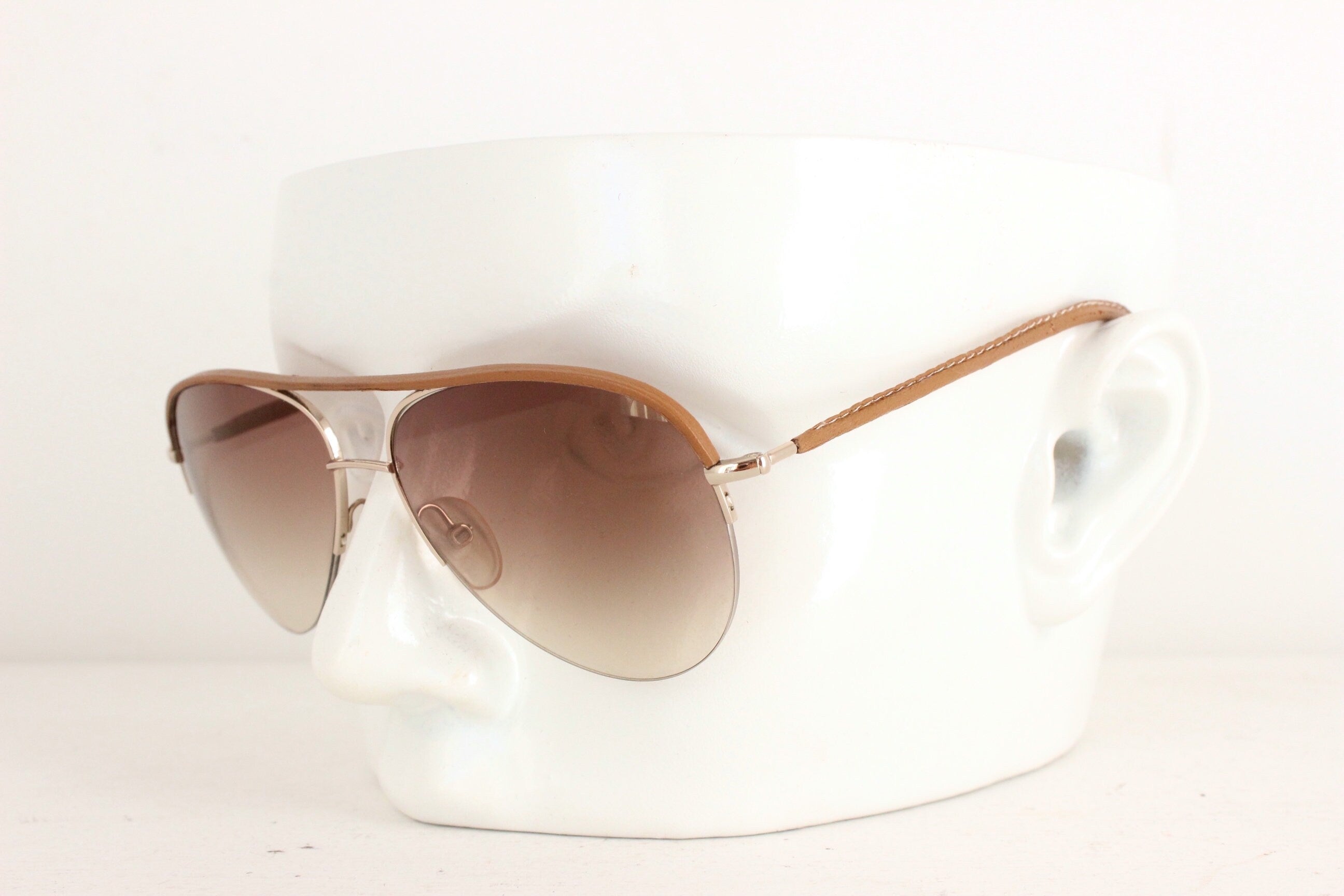 Cutler & Gross Leather Trimmed Classic Aviators