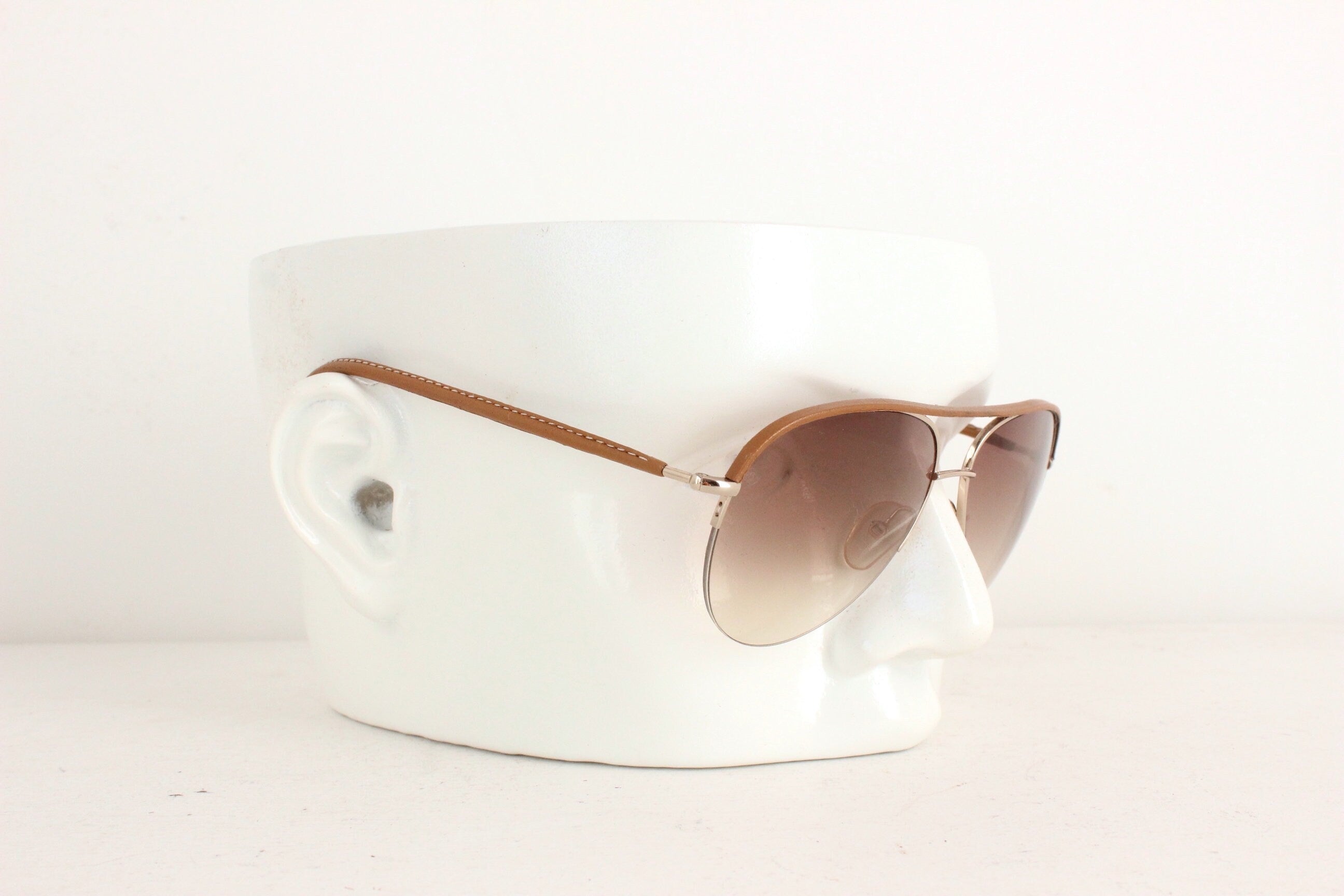 Cutler & Gross Leather Trimmed Classic Aviators