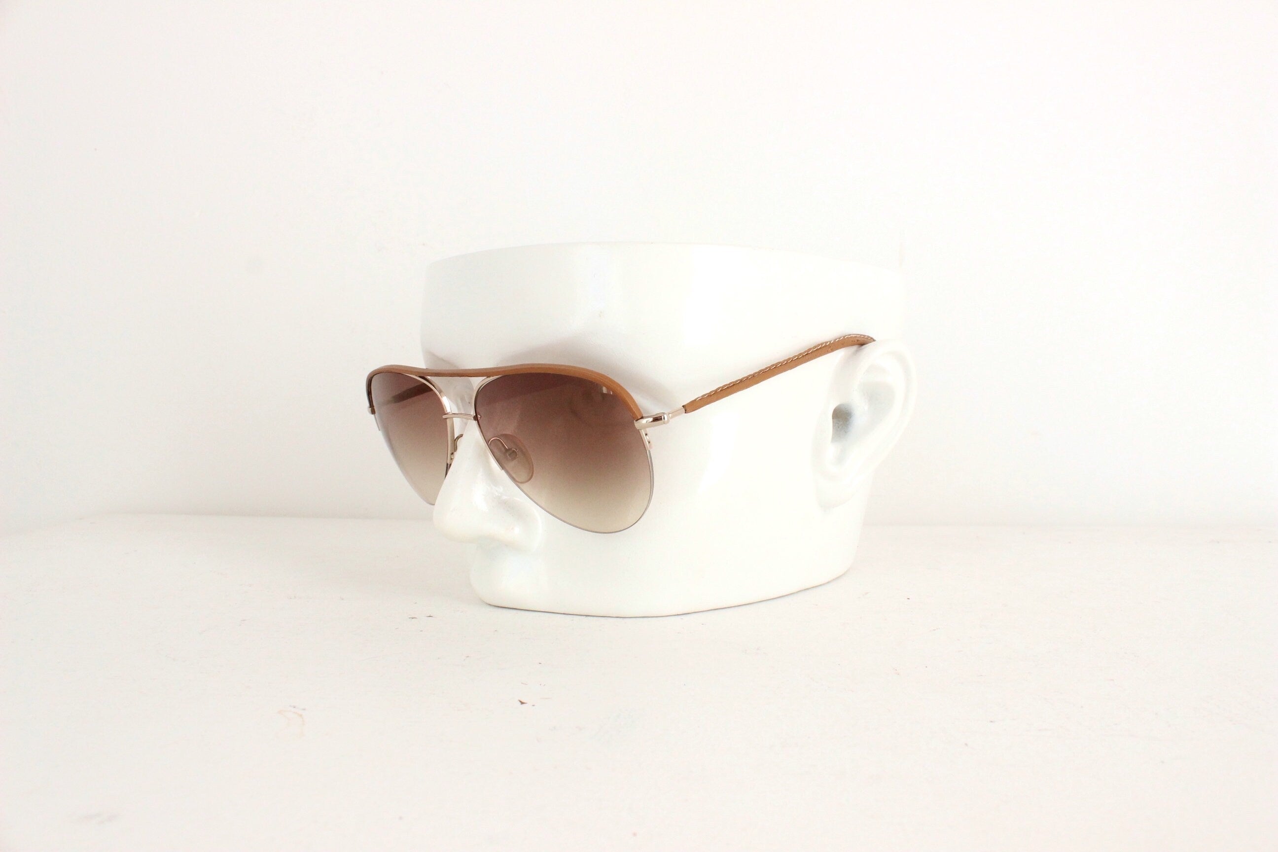 Cutler & Gross Leather Trimmed Classic Aviators