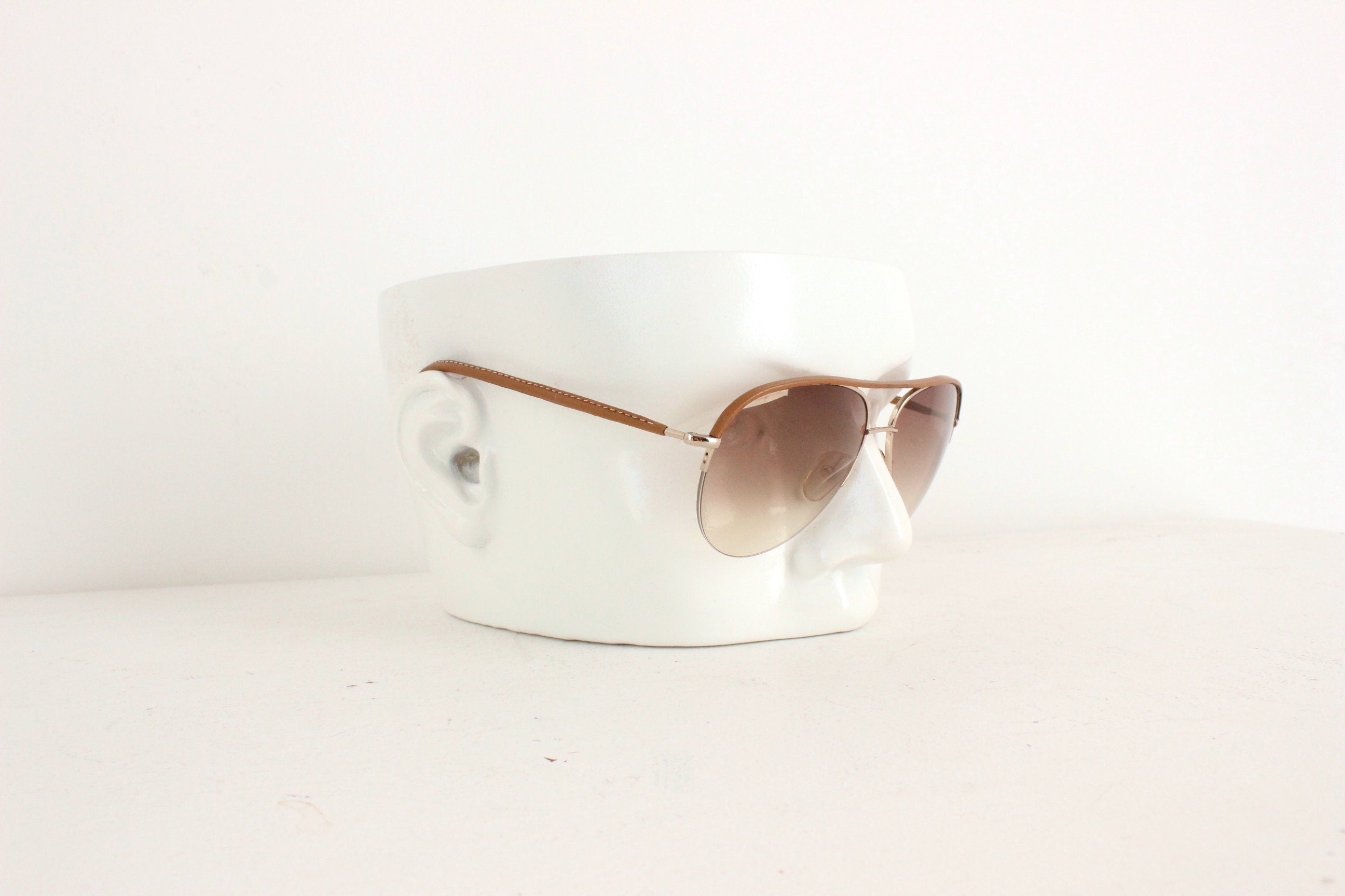 Cutler & Gross Leather Trimmed Classic Aviators