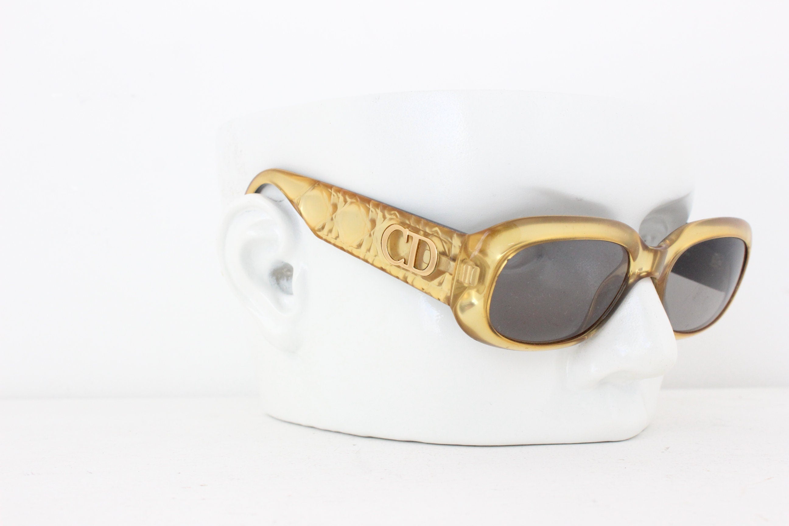 CHRISTIAN DIOR Rare 1980s Gold Rectangular Sunglasses