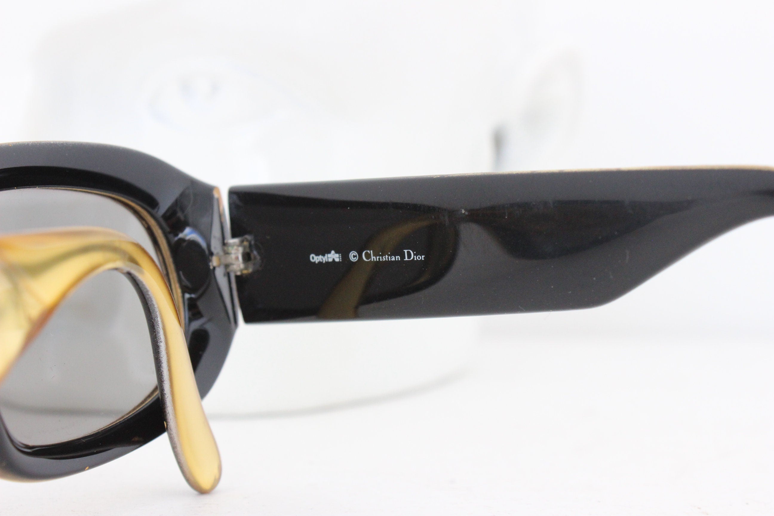 CHRISTIAN DIOR Rare 1980s Gold Rectangular Sunglasses