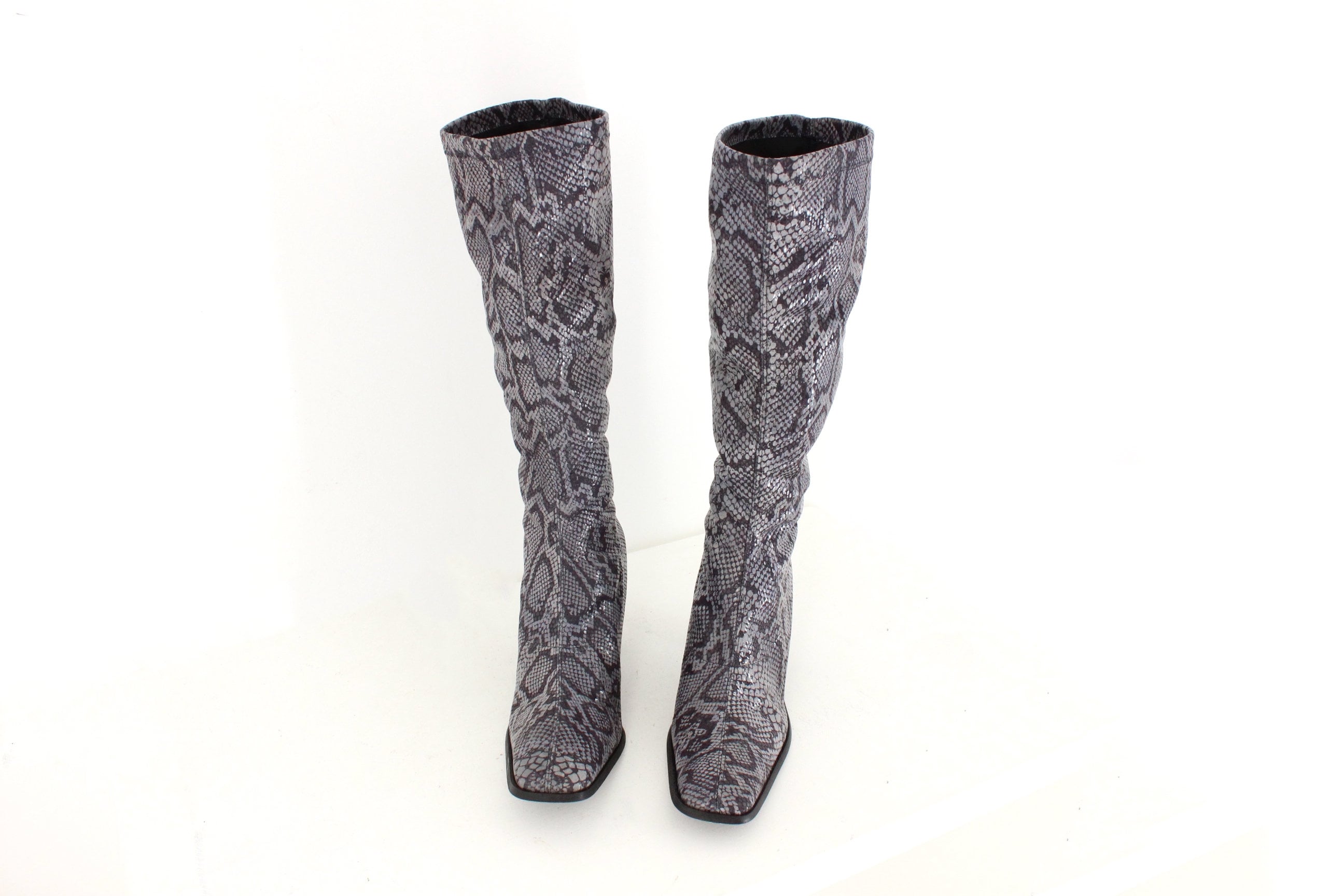 MADE IN ITALY 90s Python Print Fabric Knee High Boots - Euro 39