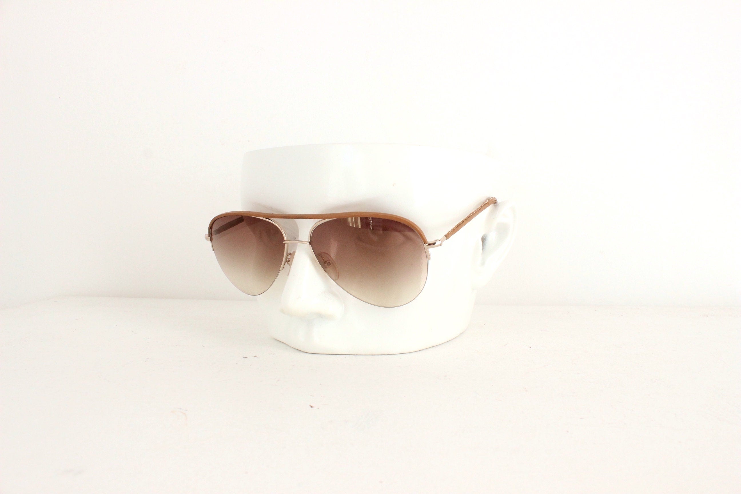 Cutler & Gross Leather Trimmed Classic Aviators