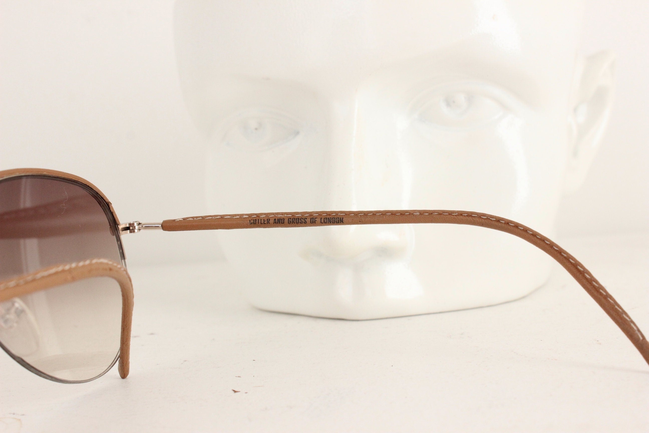 Cutler & Gross Leather Trimmed Classic Aviators